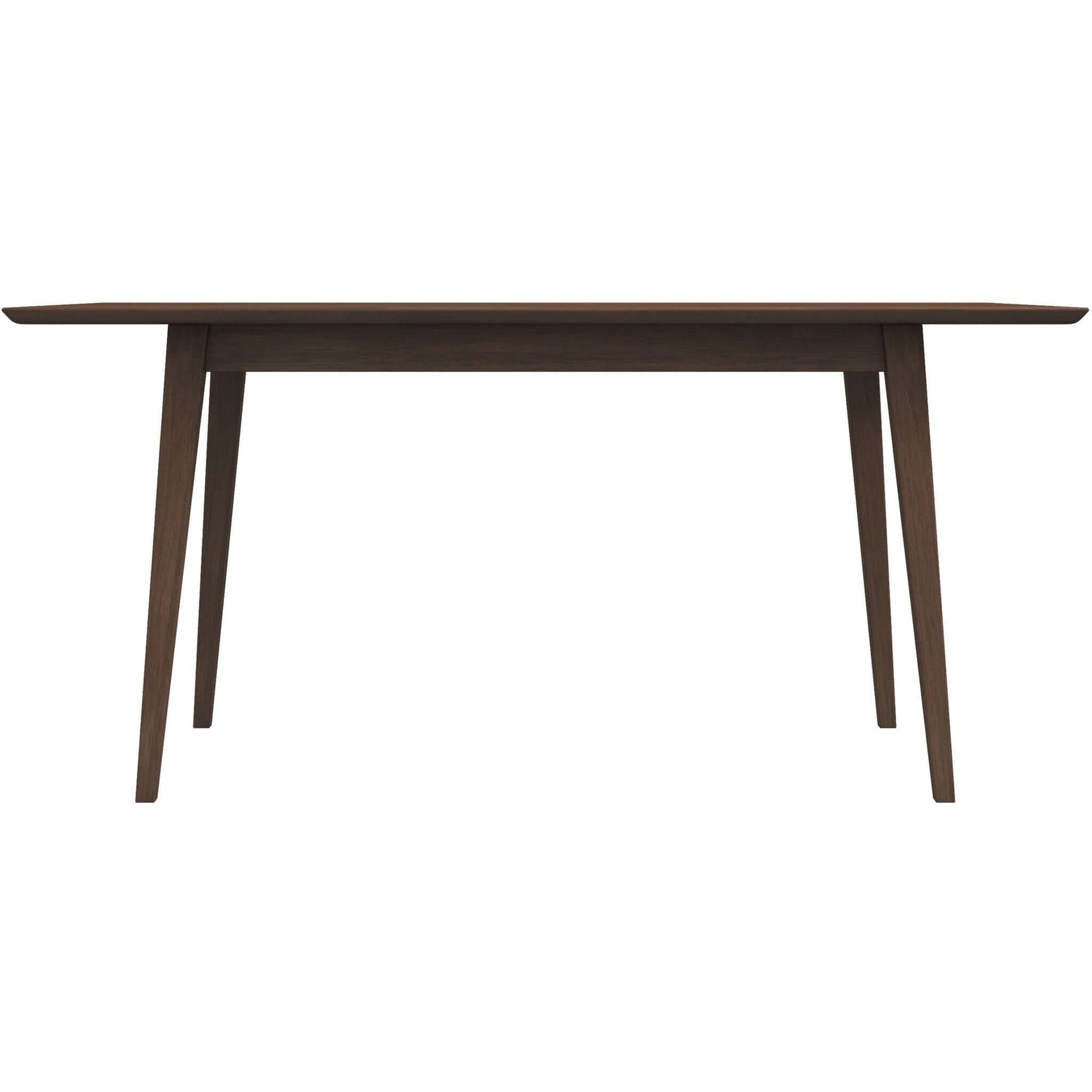 Dark wood dining table with tapered legs