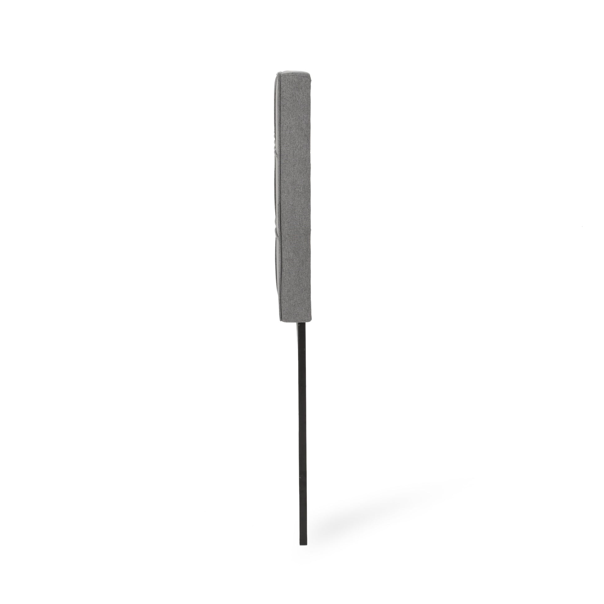 Gray upholstered headboard with metal leg
