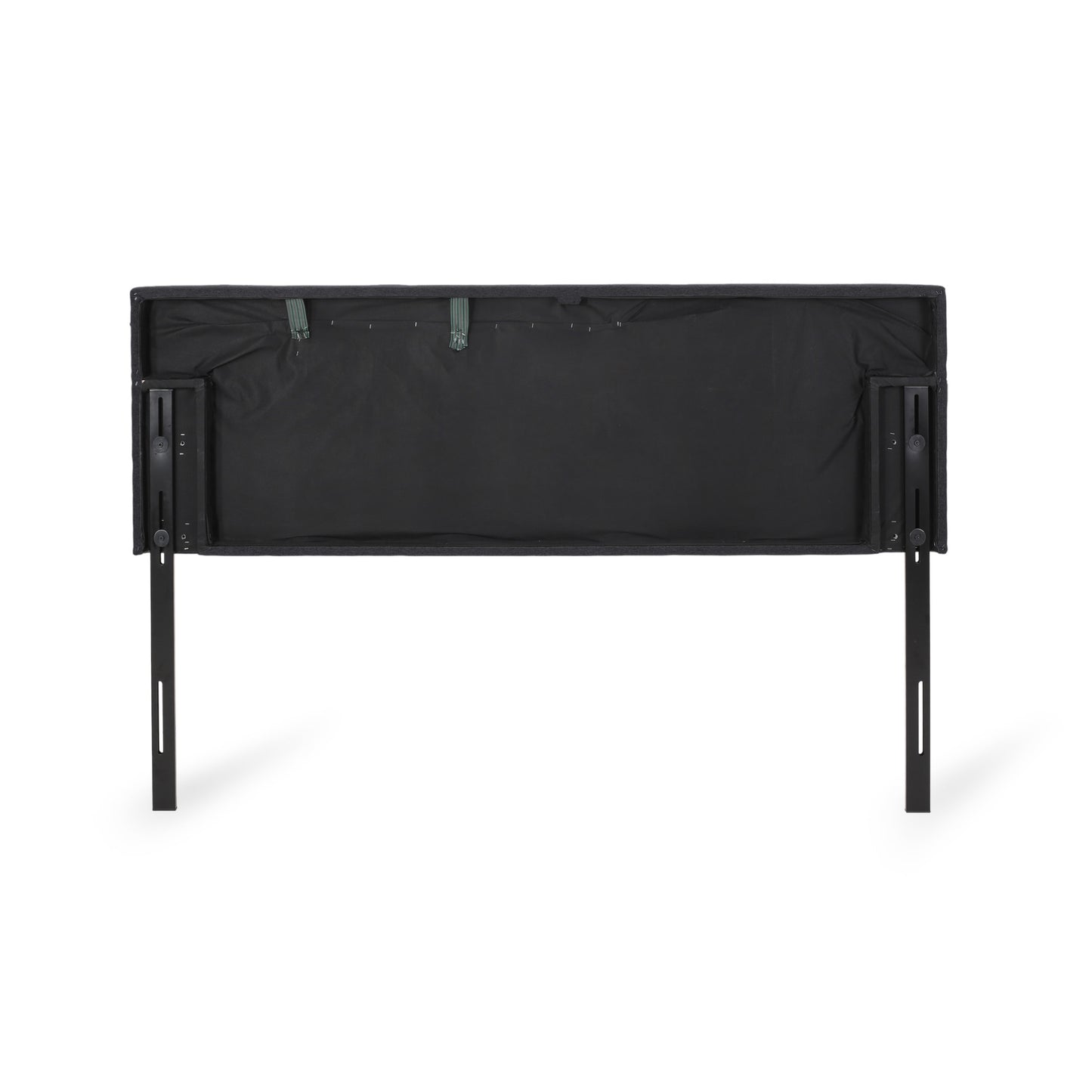 Black upholstered headboard back with adjustable metal frame
