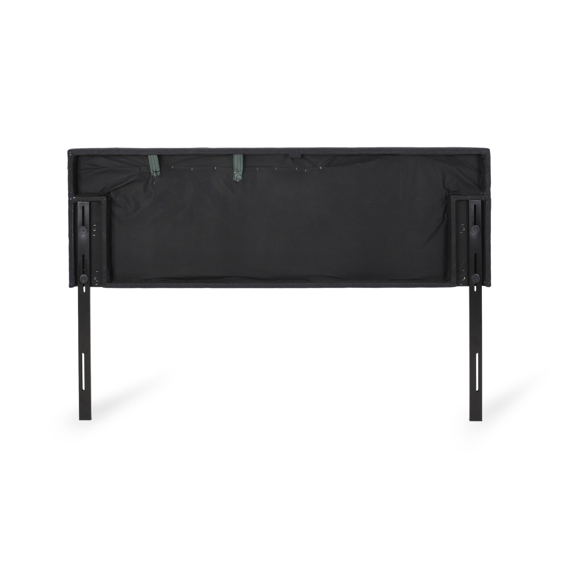 Black upholstered headboard back with adjustable metal frame