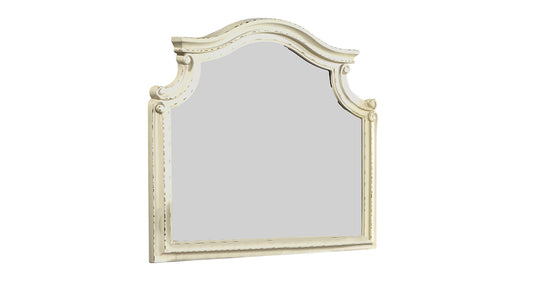 Ornate cream distressed arched mirror