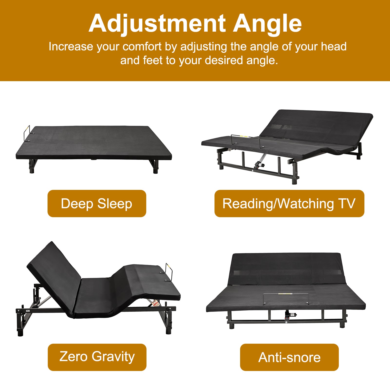 Adjustable bed frame flat for deep sleep