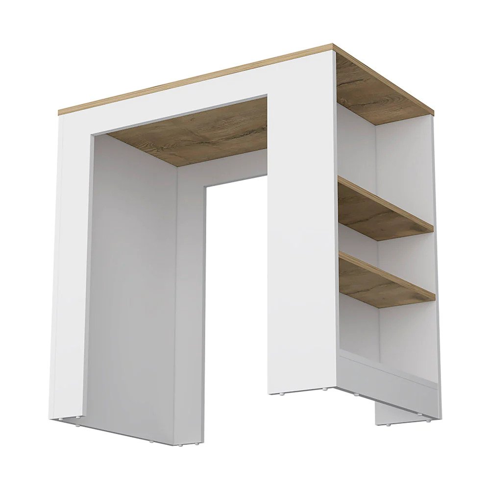 White and wood shelf unit