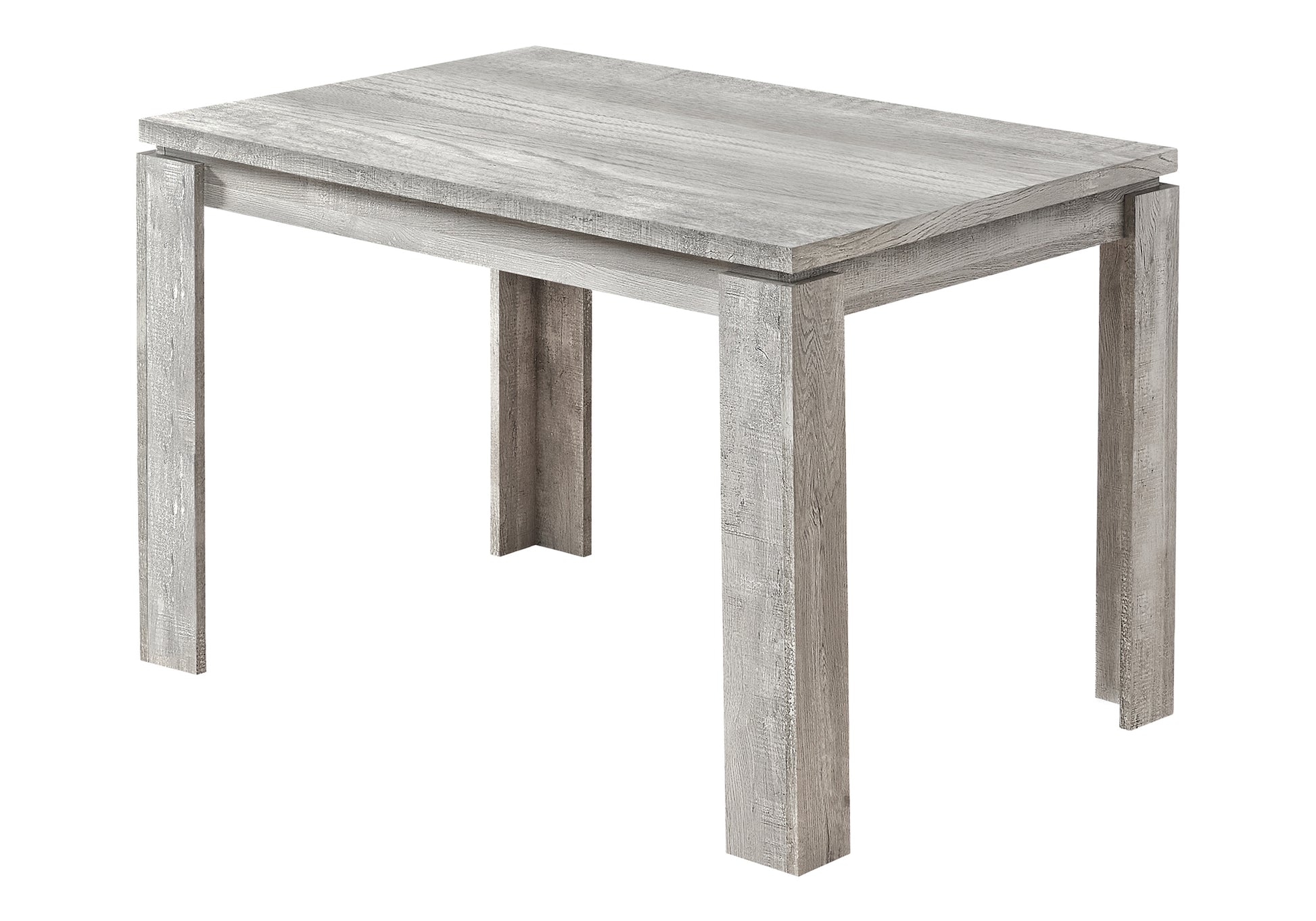 Rustic grey wood dining table with clean lines