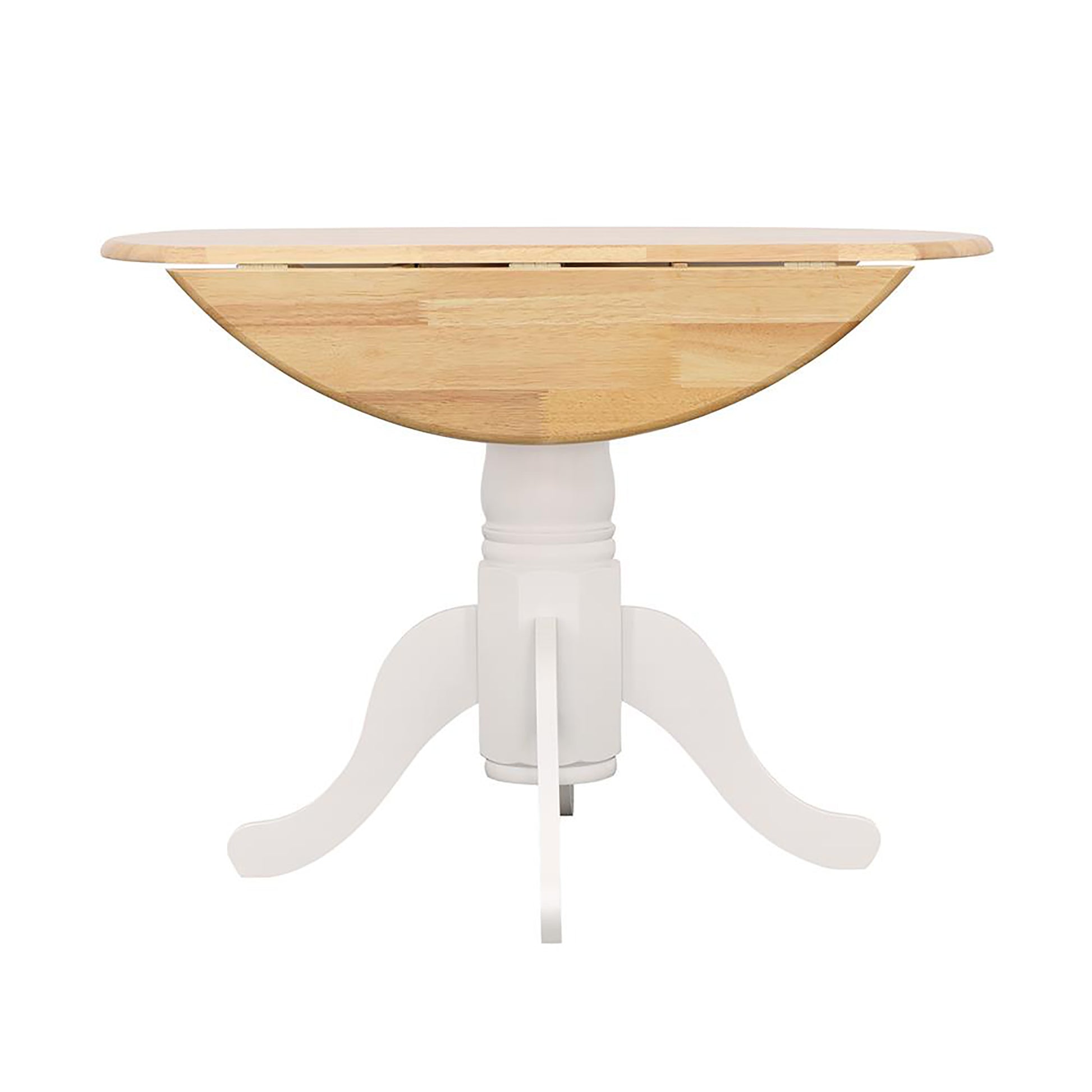 Round dining table with drop leaf sides