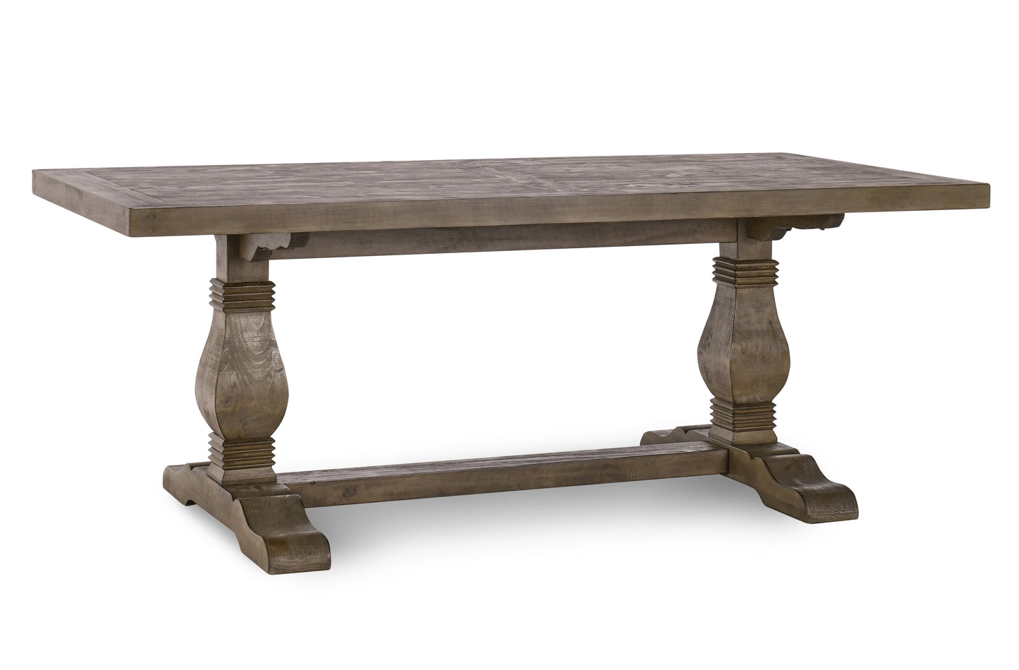 Rustic wood dining table with trestle base