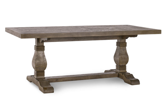 Rustic wood dining table with trestle base
