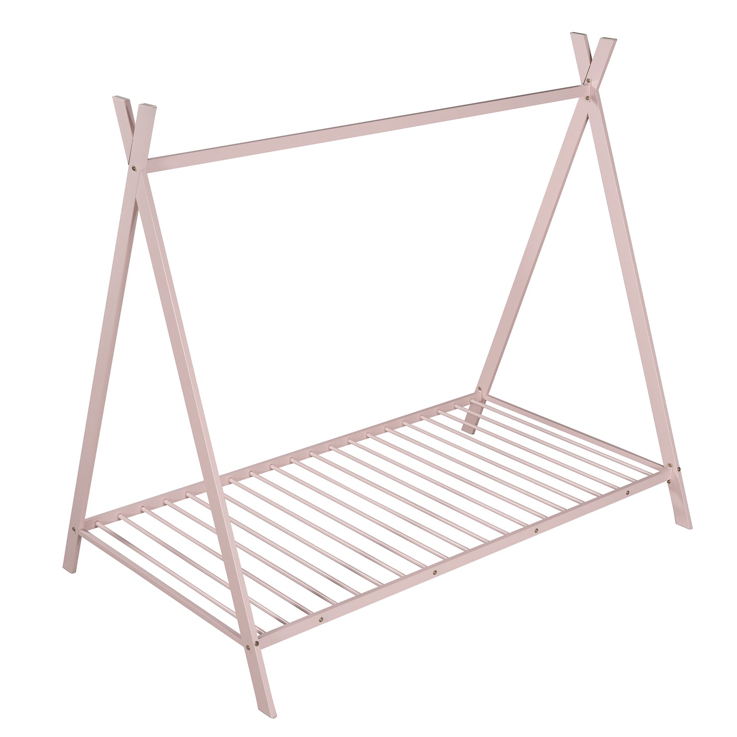 Pink teepee bed frame with slatted base