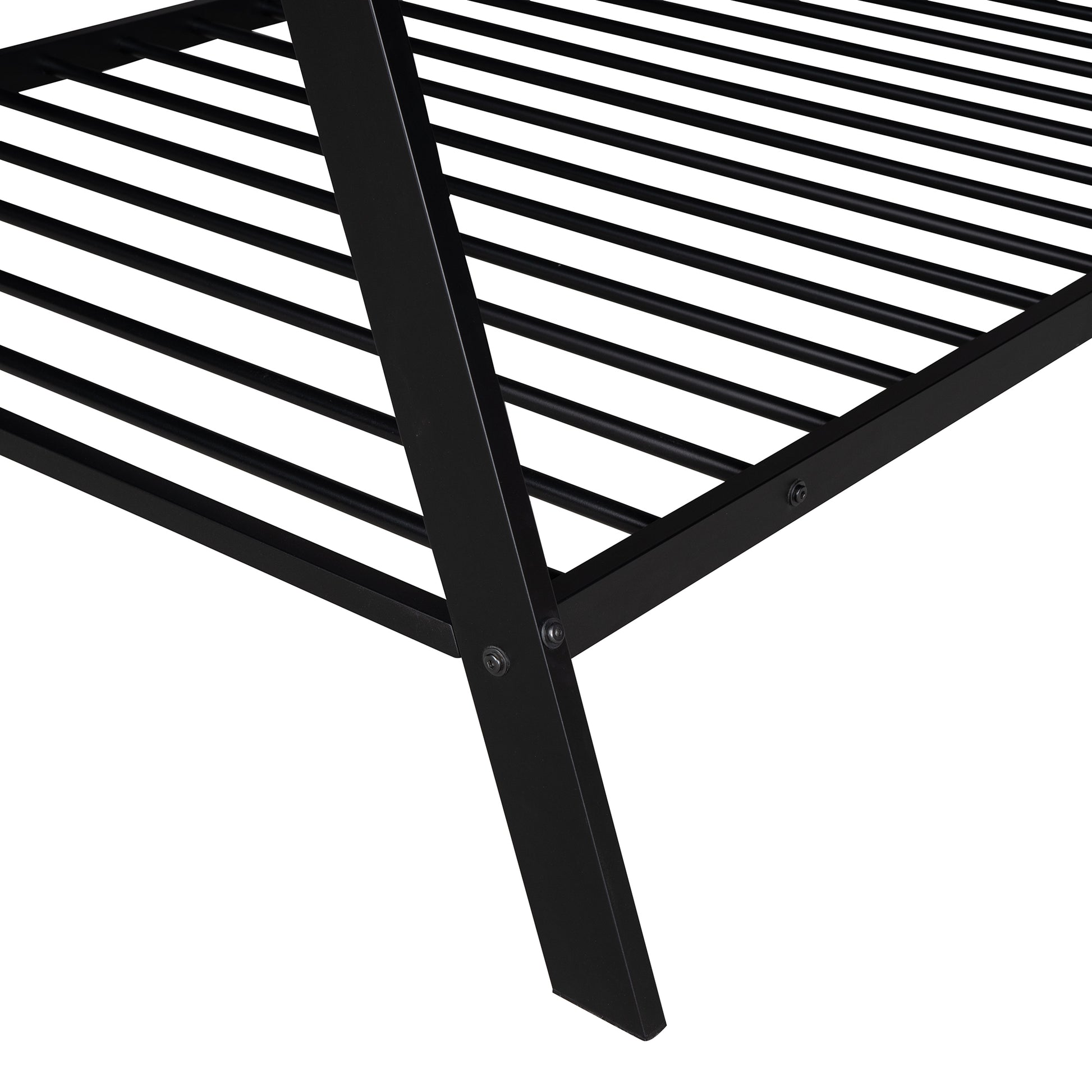 Black metal bed frame slats