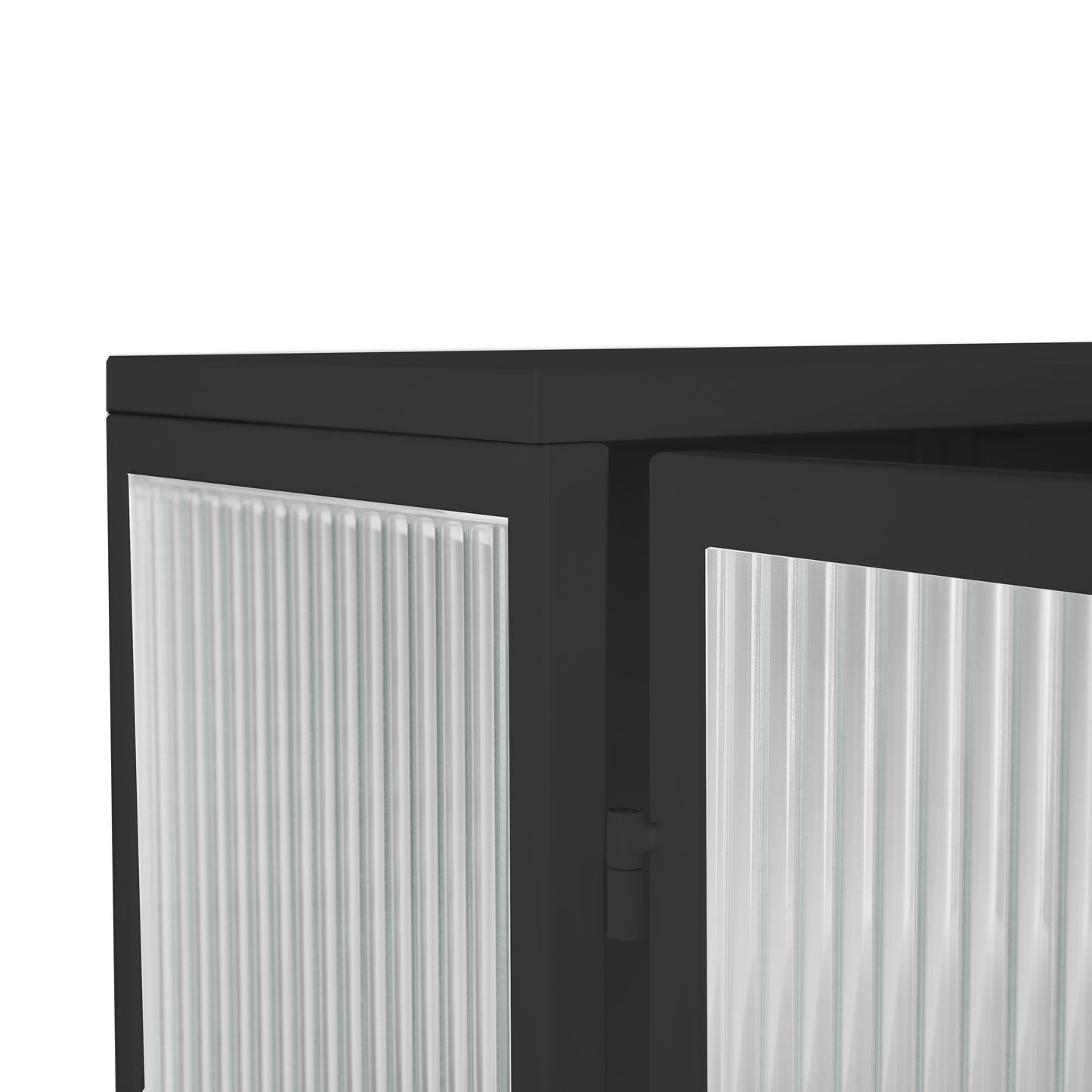 Black cabinet with ribbed glass doors