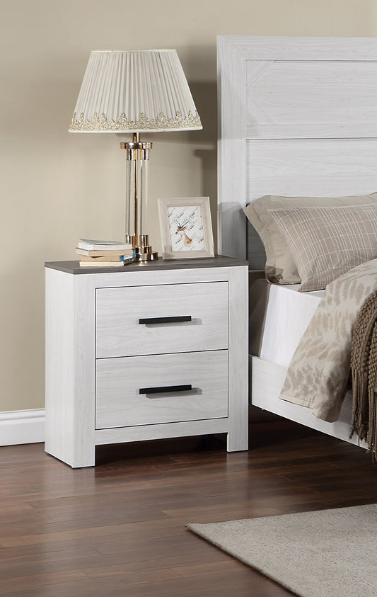 TREATLIFE HOME Nightstand with 2 Drawers, Transitional Style, Contemporary Design, White Color, Bedroom Furniture
