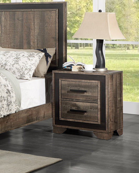 TREATLIFE HOME Oak Finish Nightstand with 2 Drawers, Transitional Style Bedside Table for Bedroom Furniture