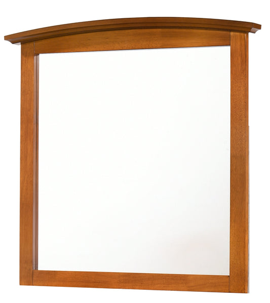 Arched top wood mirror with natural oak finish