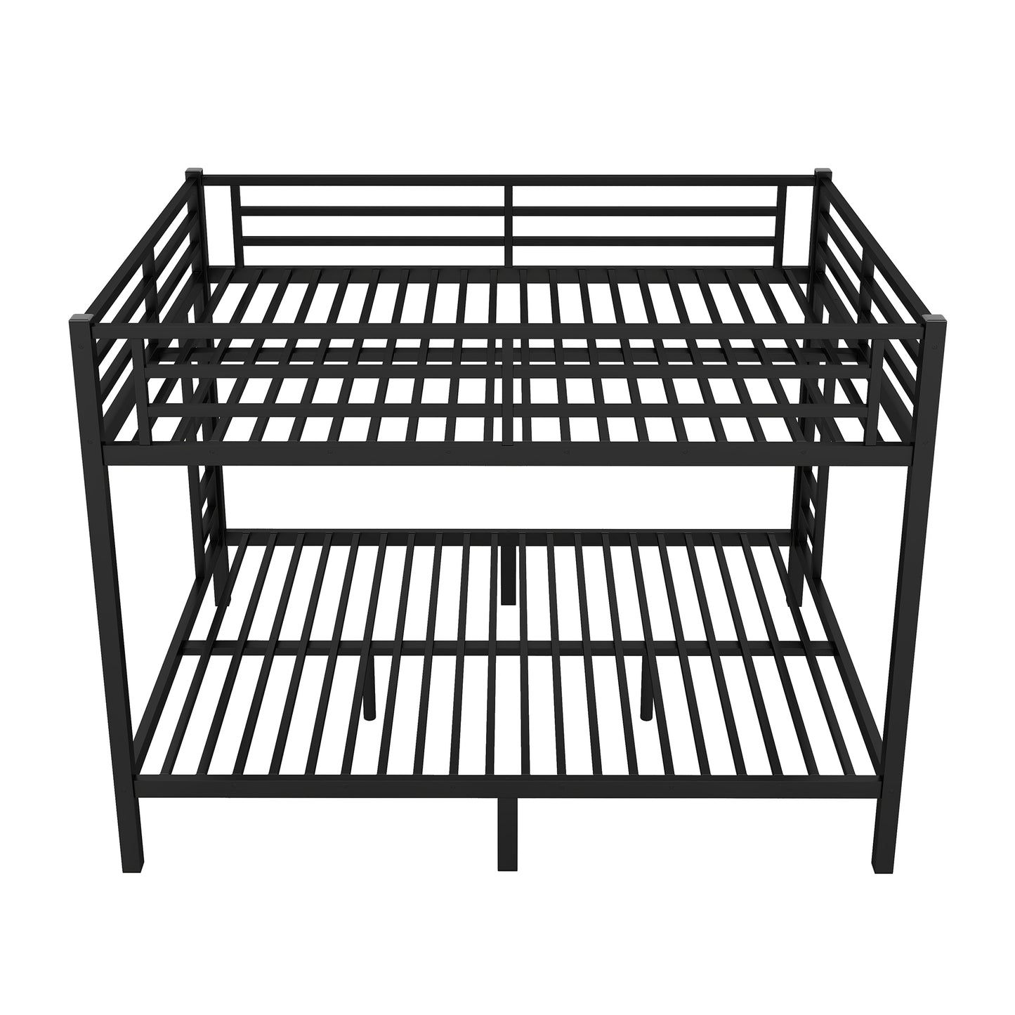 Black metal bunk bed frame with ladder