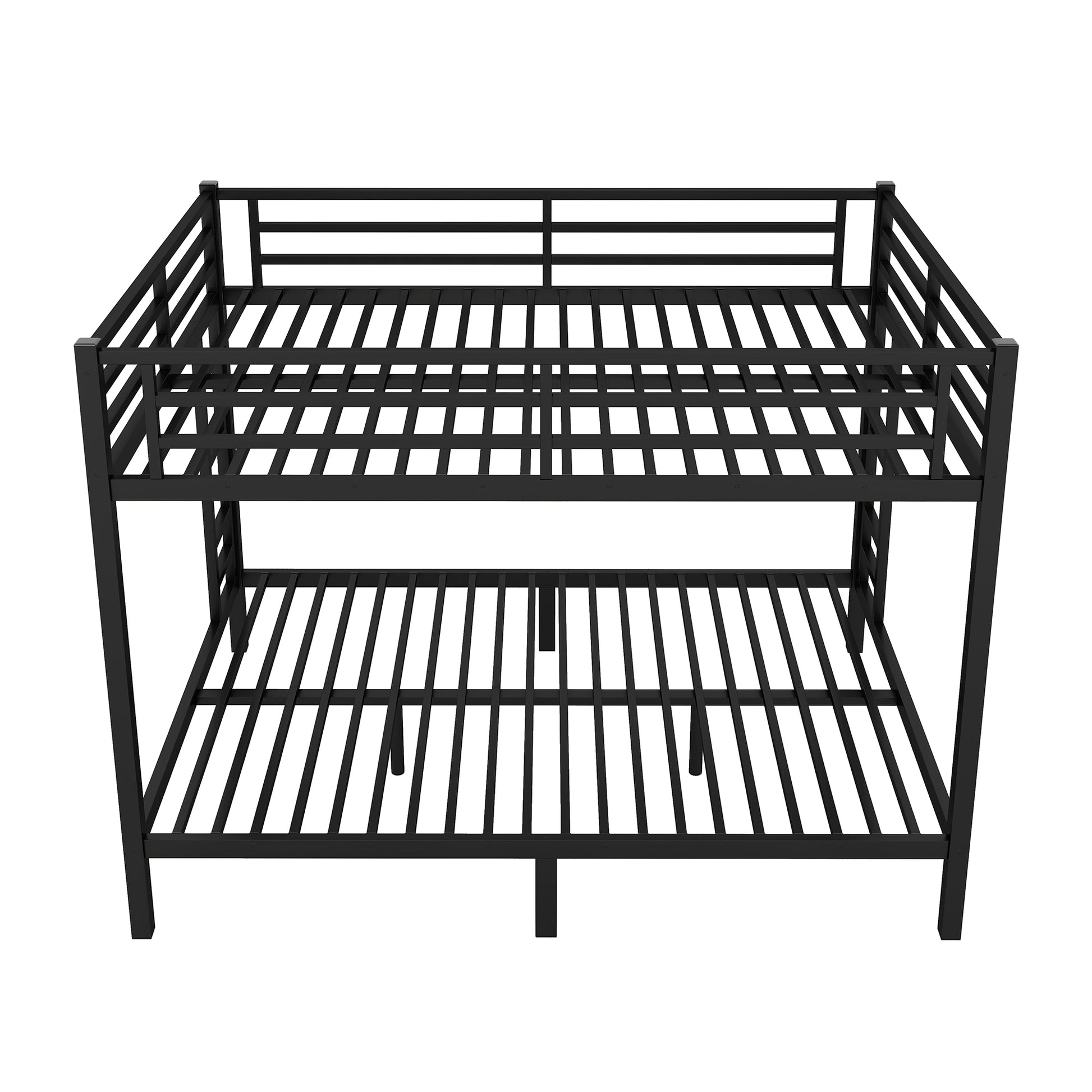Black metal bunk bed frame with ladder