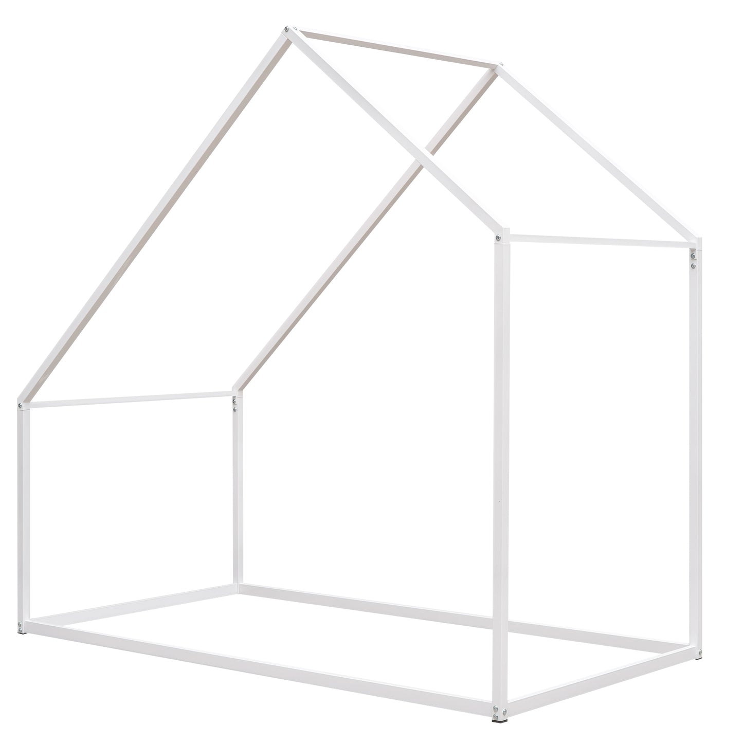 White metal house bed frame with minimalist design