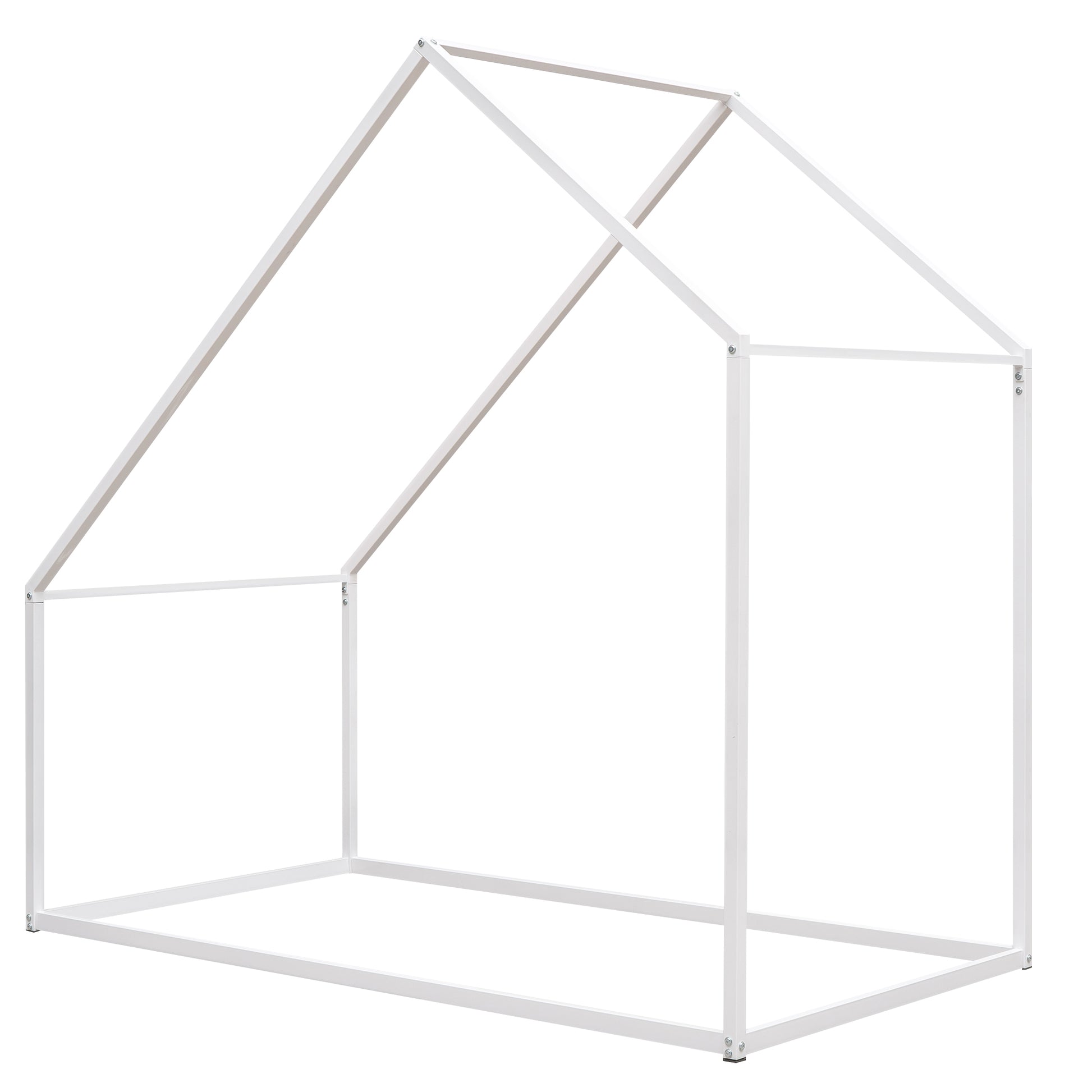 White metal house bed frame with minimalist design