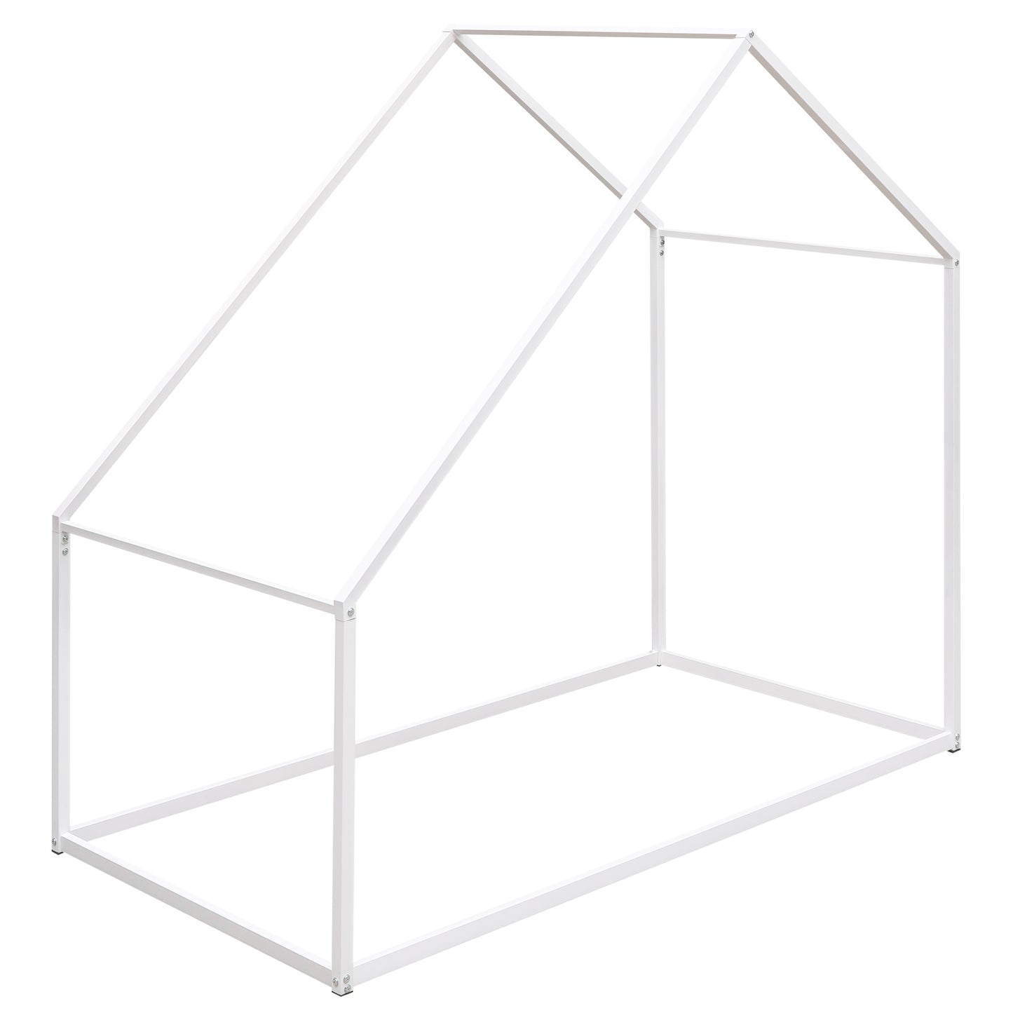 White metal house bed frame with minimalist design