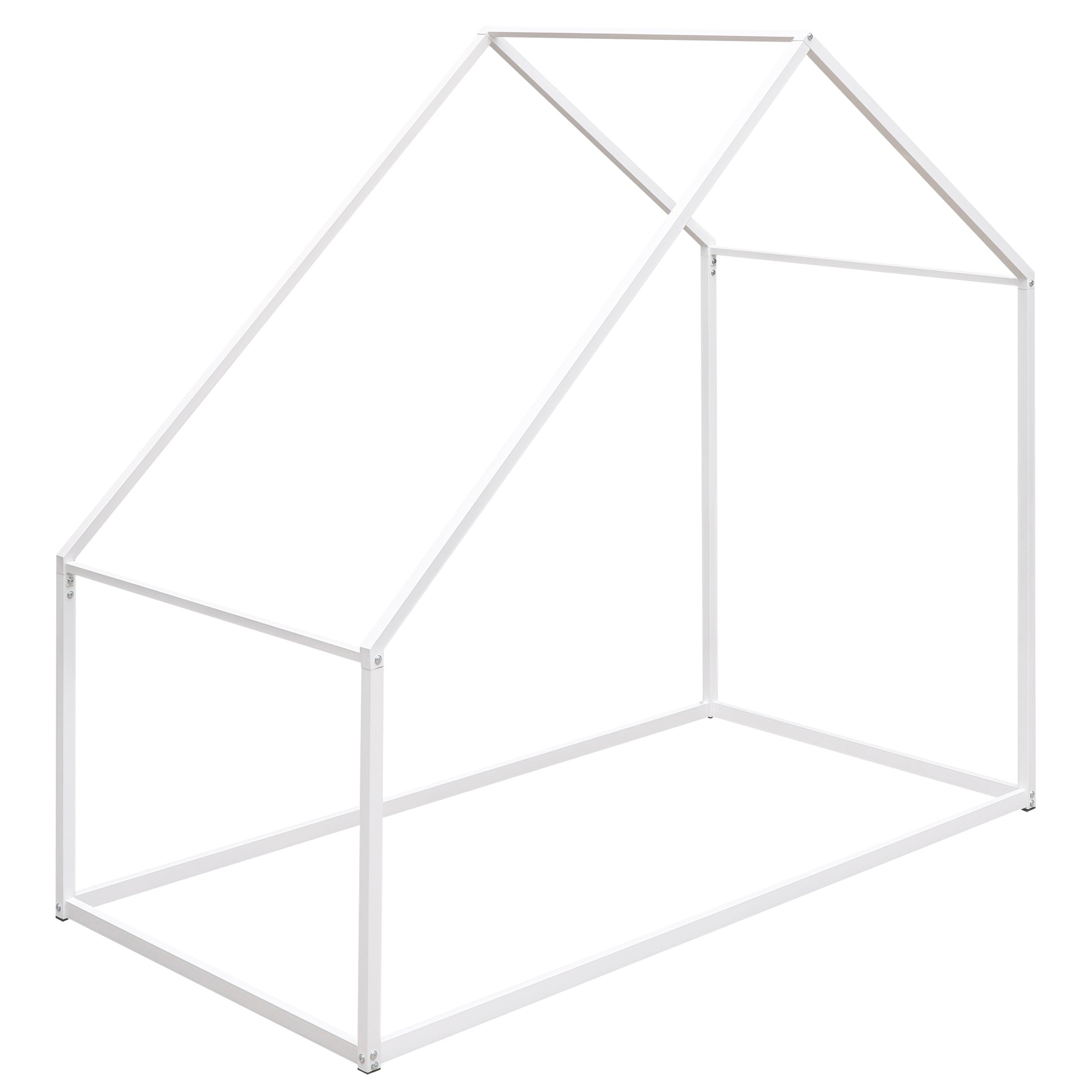 White metal house bed frame with minimalist design
