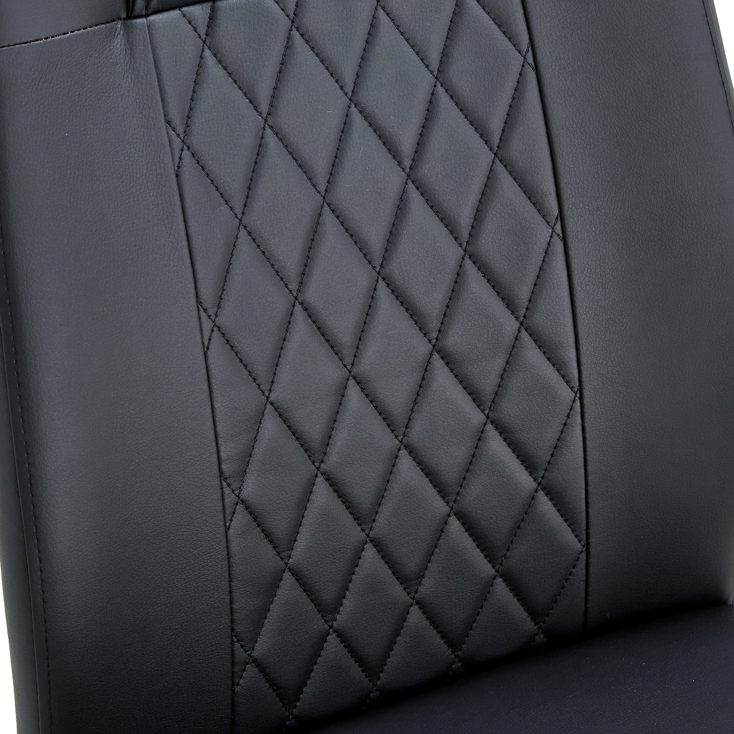 Black leather office chair seat with diamond quilting