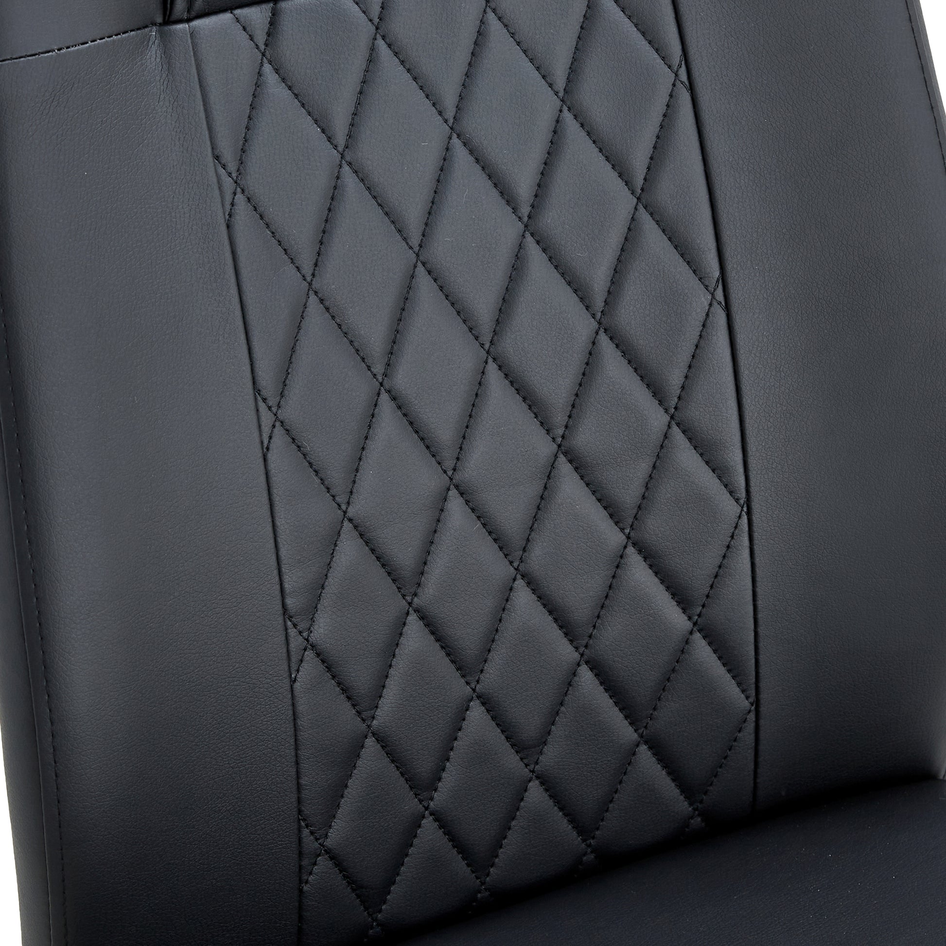 Black leather office chair seat with diamond quilting
