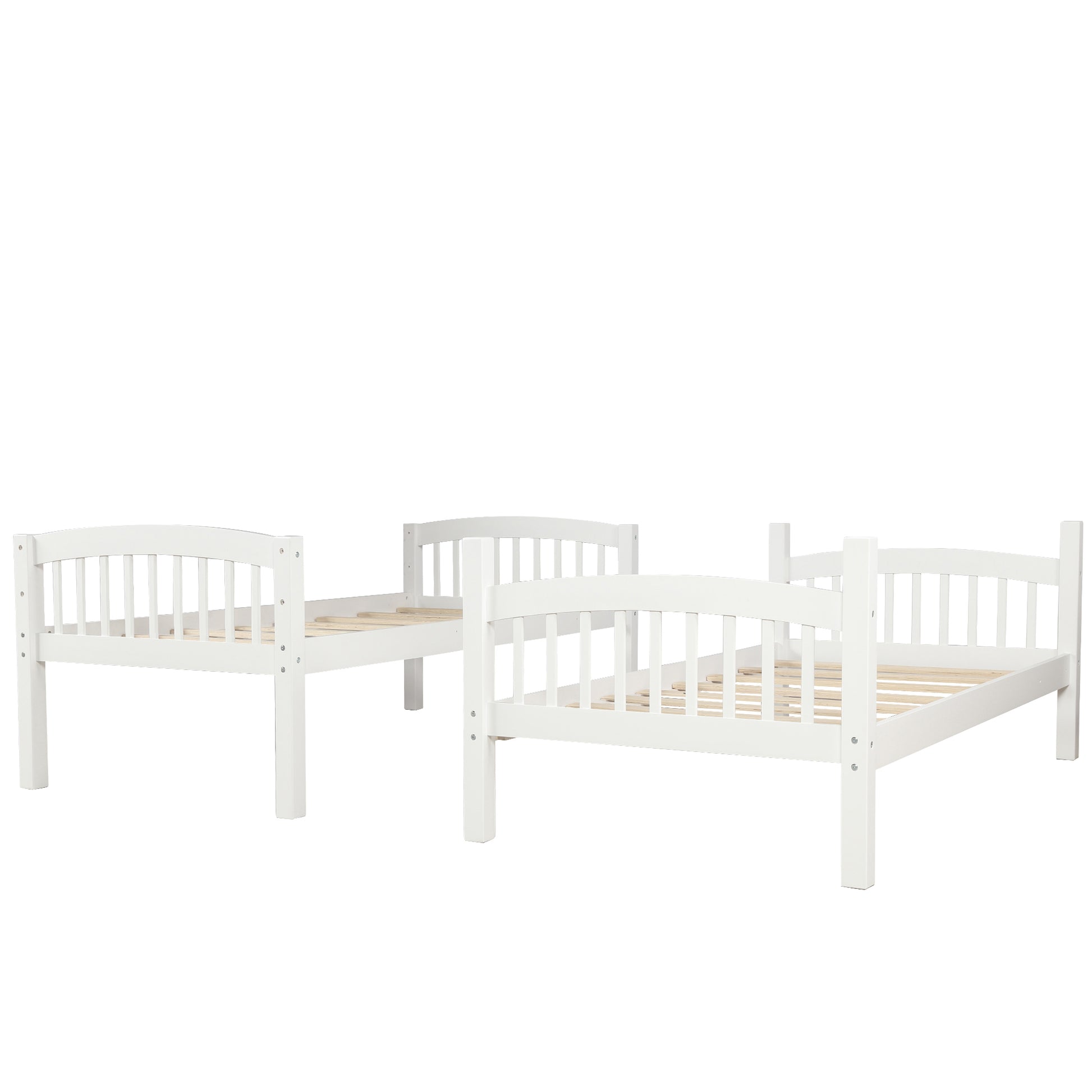 White twin size wooden bed frame with slatted base ideal for kids rooms