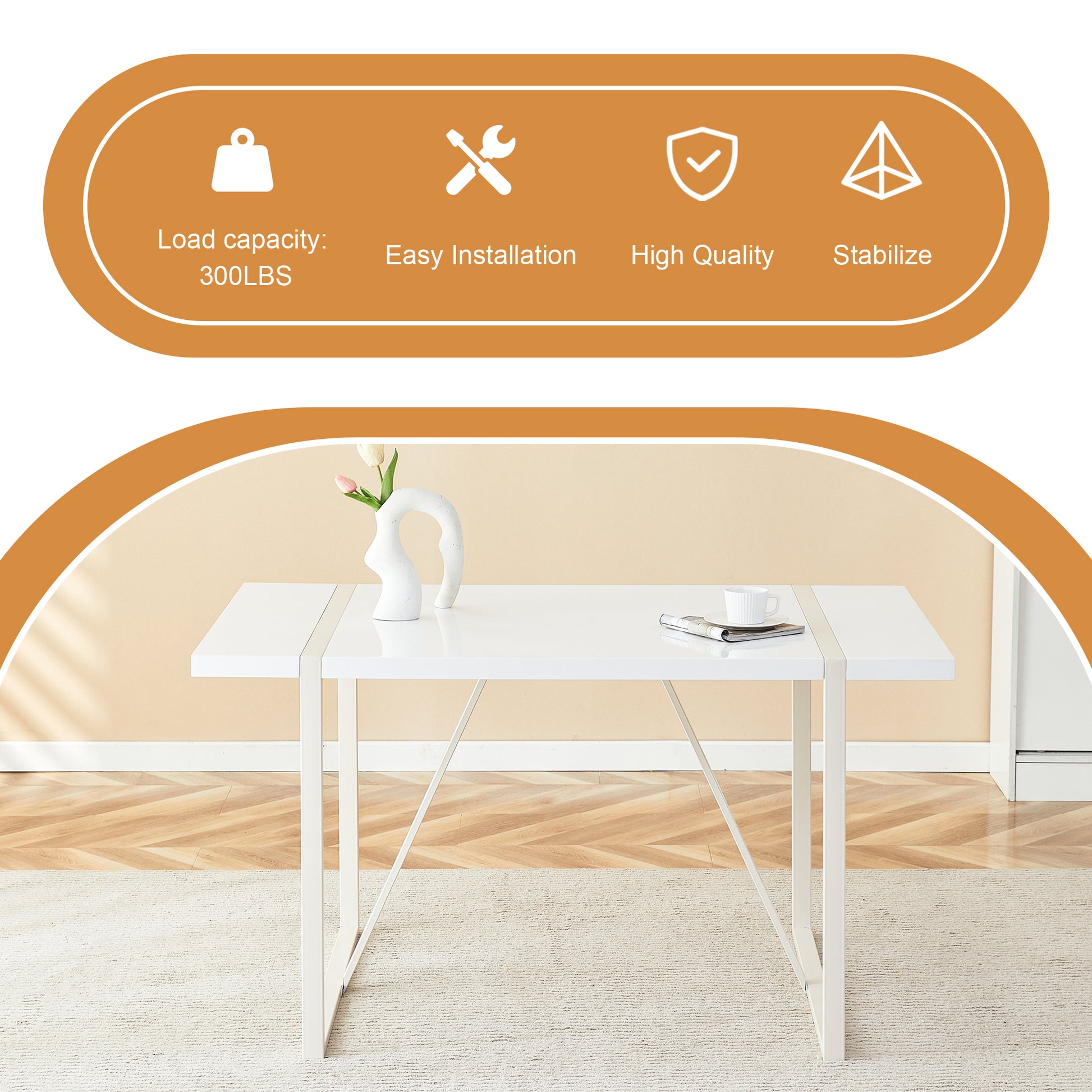 White modern dining table with sleek design