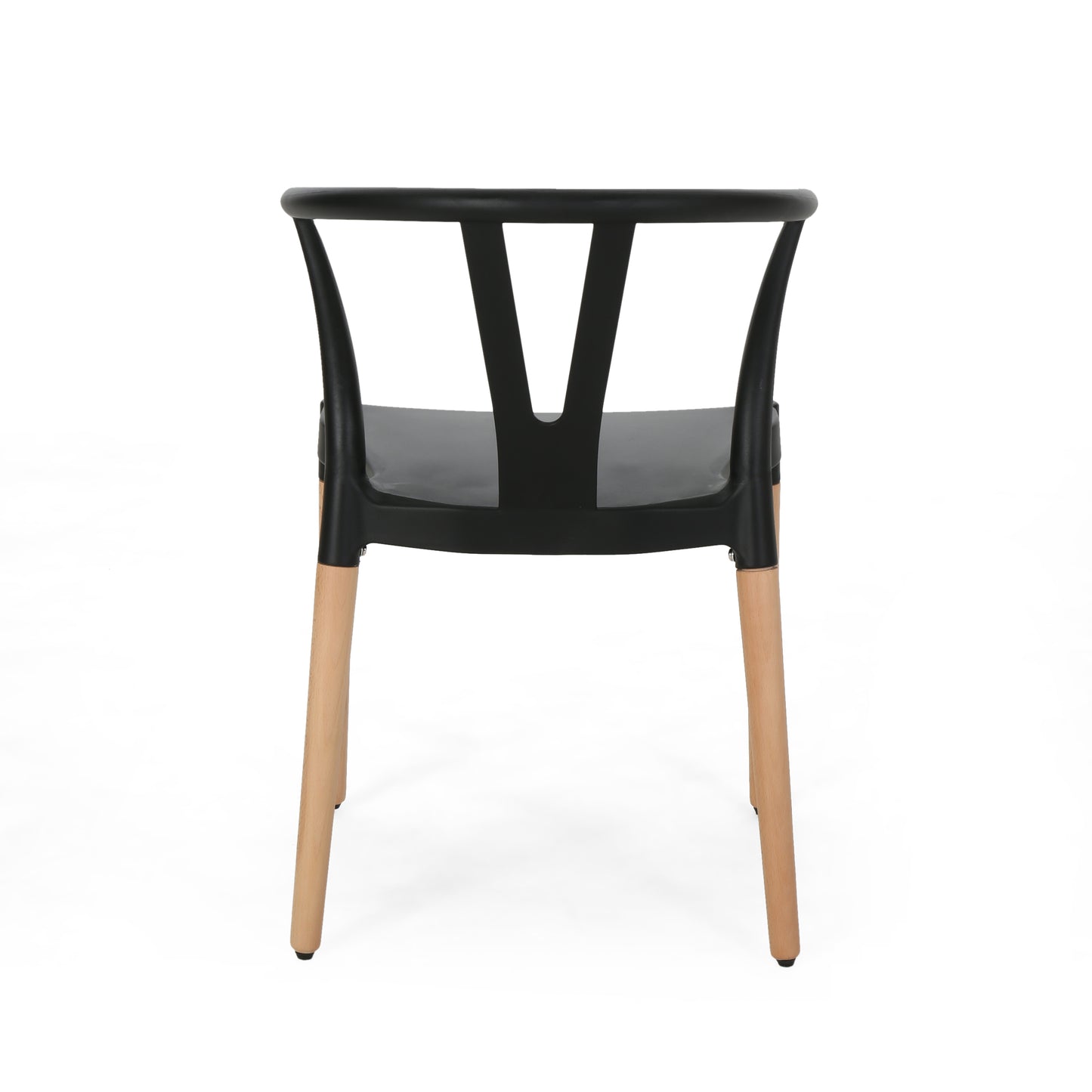 Black modern dining chair with natural wood legs