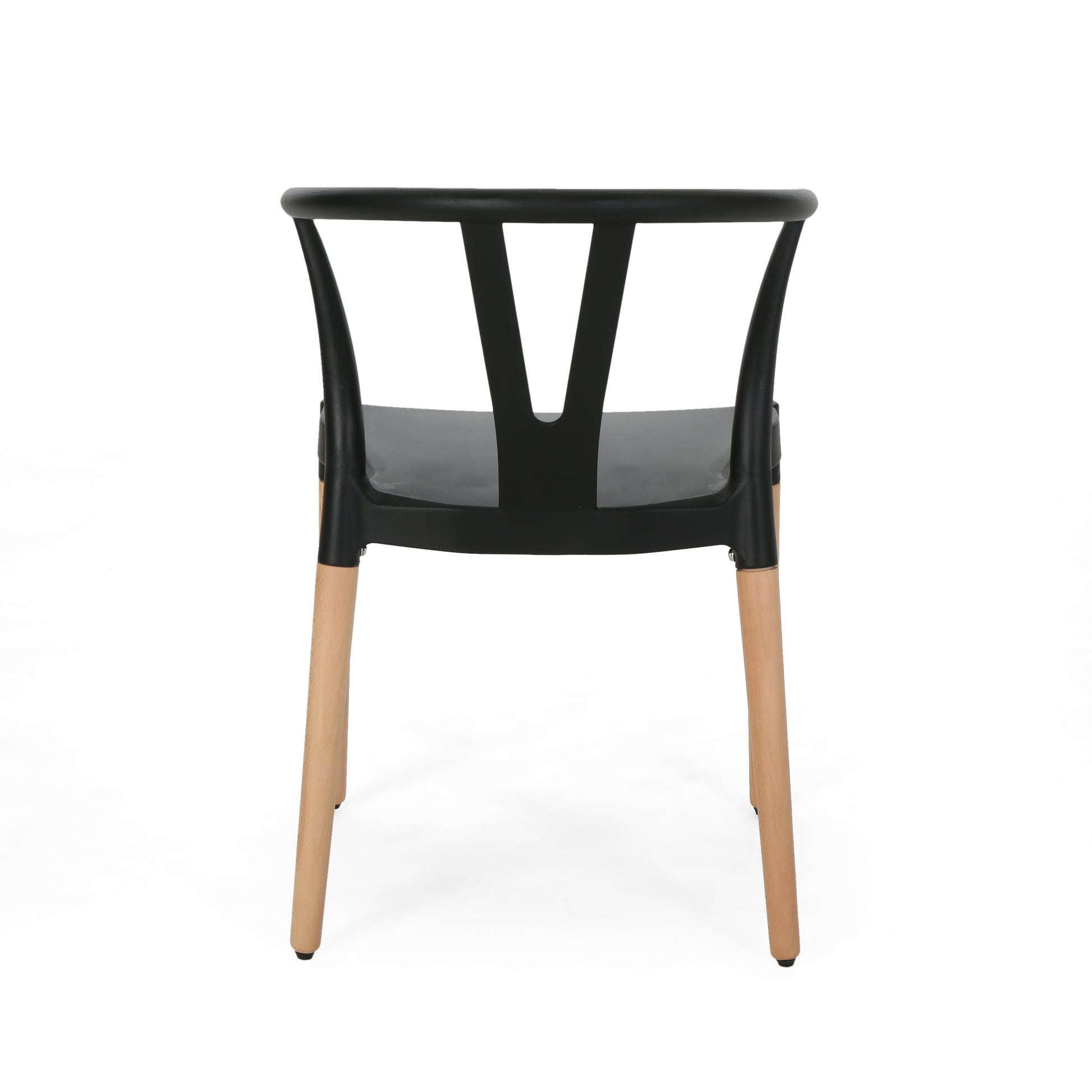 Black modern dining chair with natural wood legs