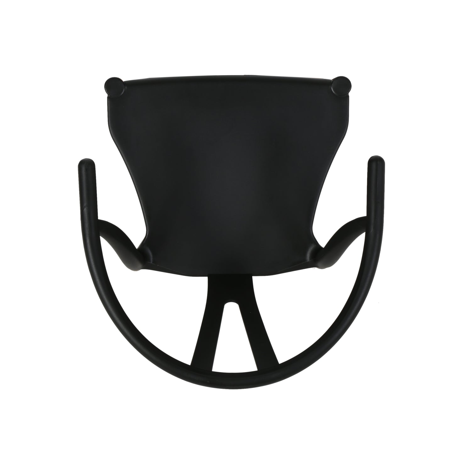 Black modern molded plastic dining chair with curved legs
