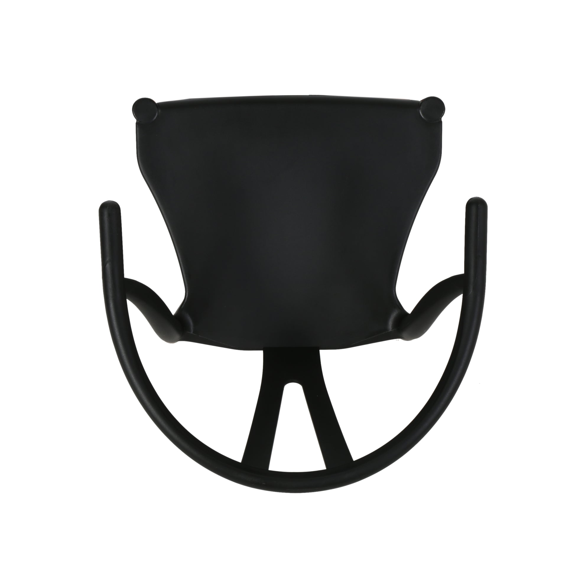 Black modern molded plastic dining chair with curved legs