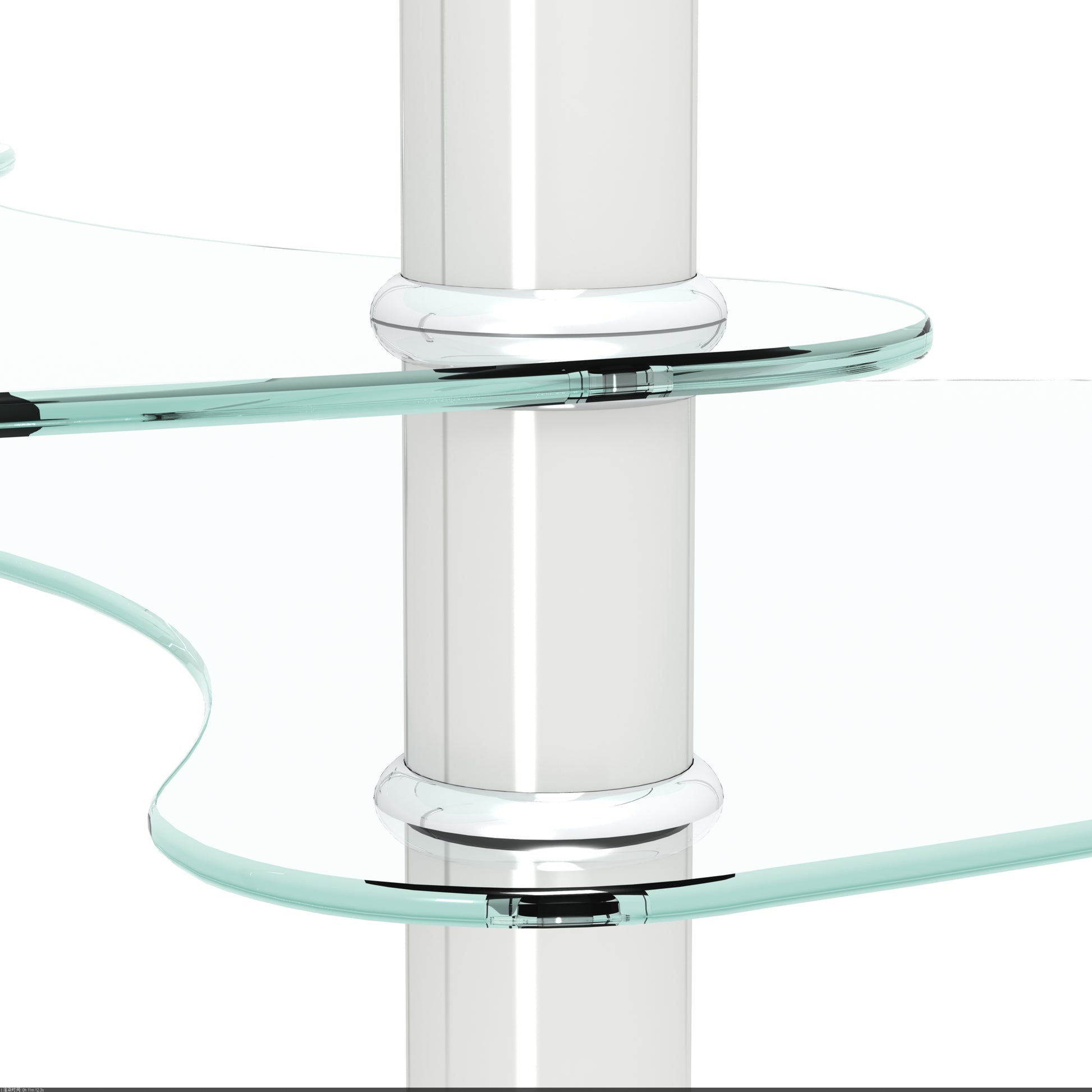 Modern tiered glass shelf unit with chrome accents ideal for media rooms
