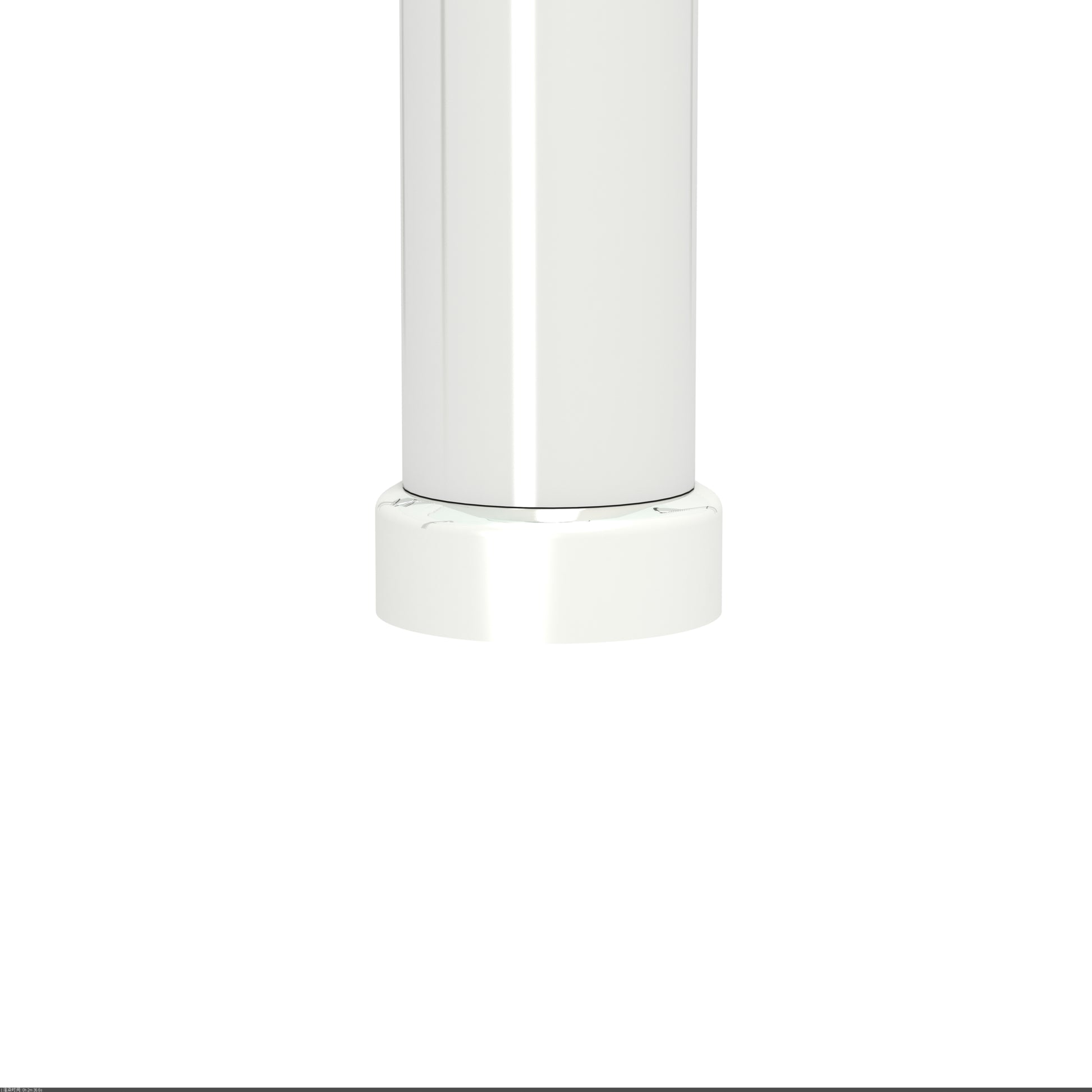 Close up of white adjustable leg for furniture