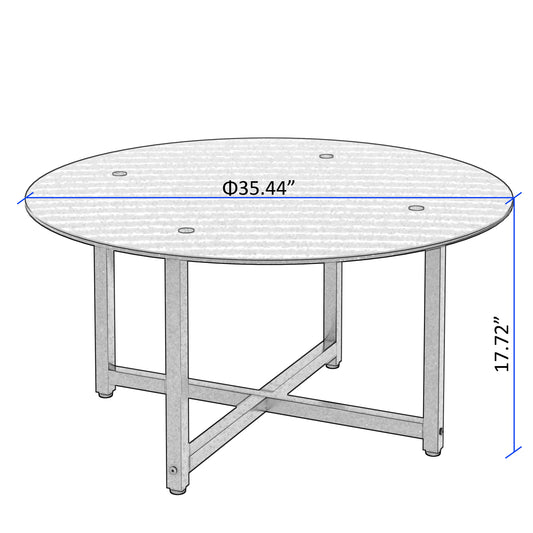 Round metal coffee table with textured surface  inch diameter