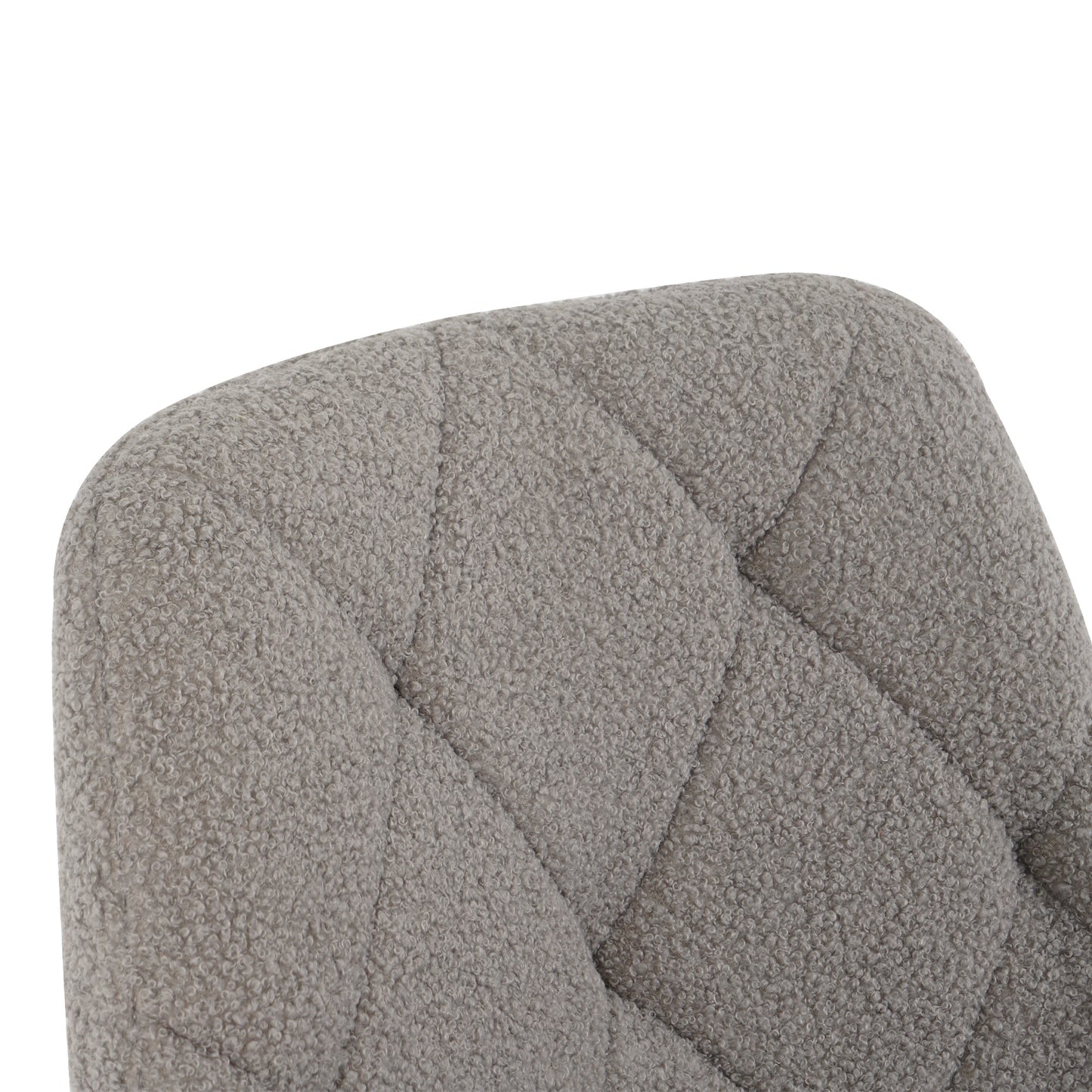 Textured gray boucle fabric on tufted chair back modern style