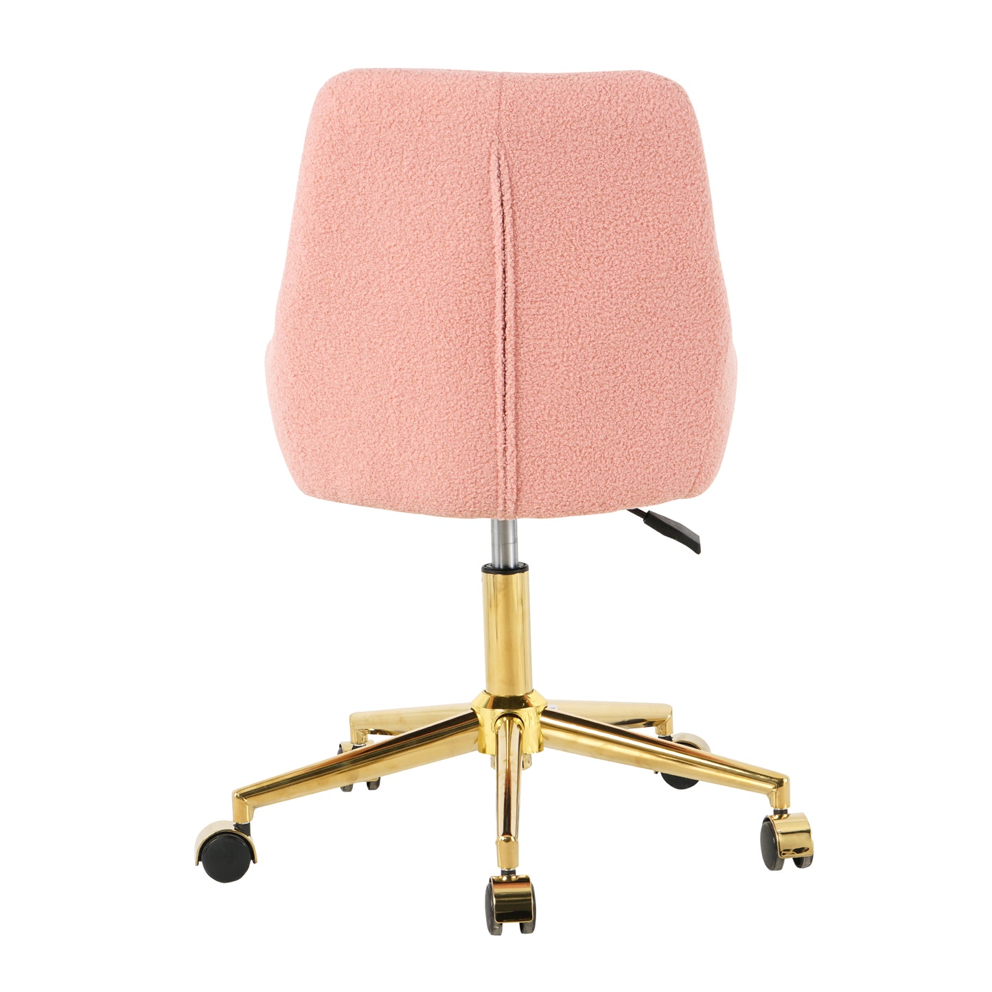 Pink teddy fleece office chair with gold base