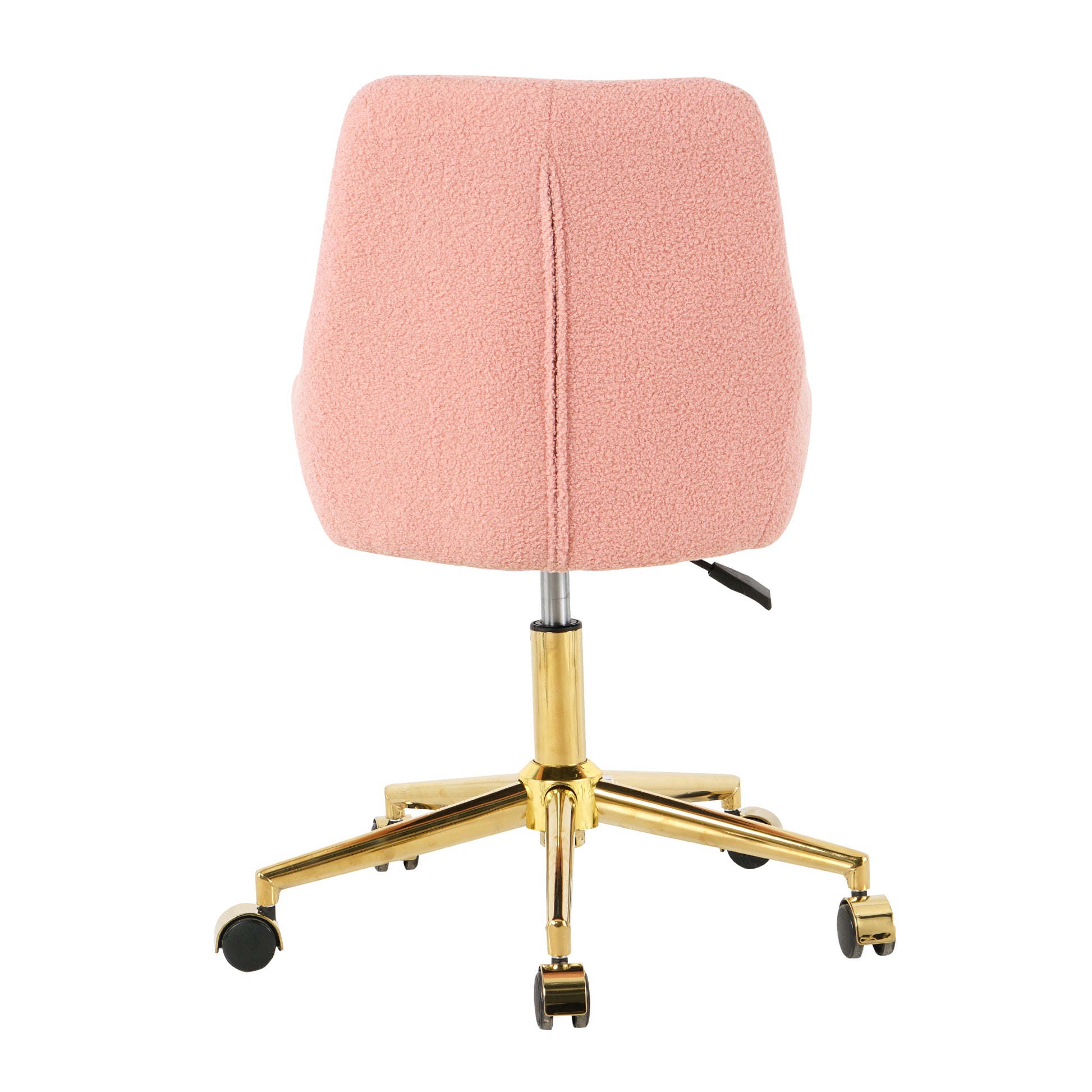 Pink teddy fleece office chair with gold base