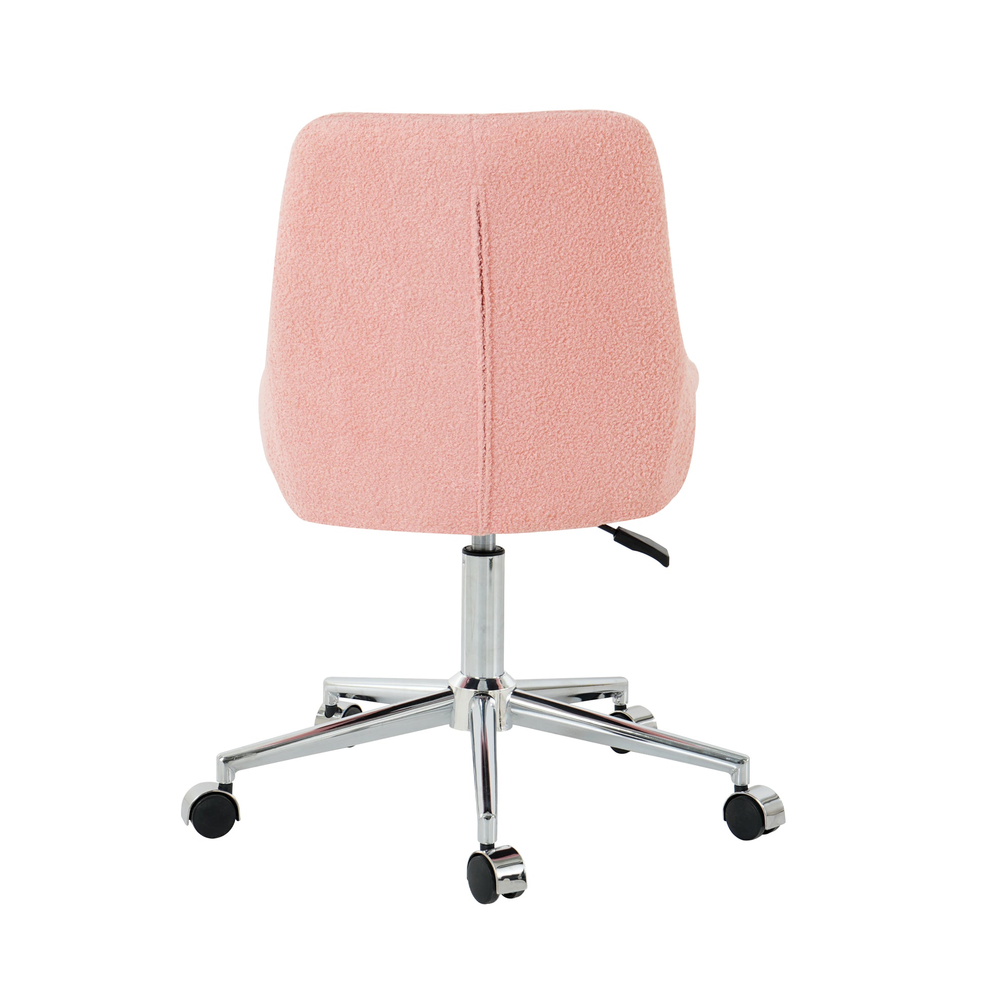 Pink boucle fabric ergonomic office chair with chrome base