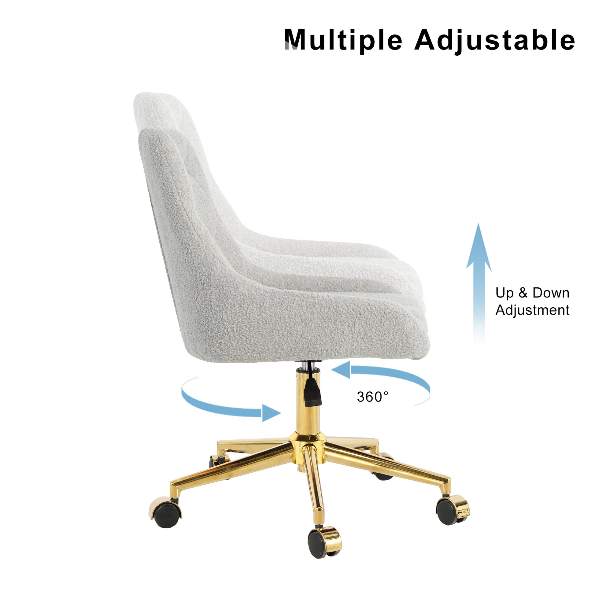 Textured grey office chair with degree swivel and height adjustment