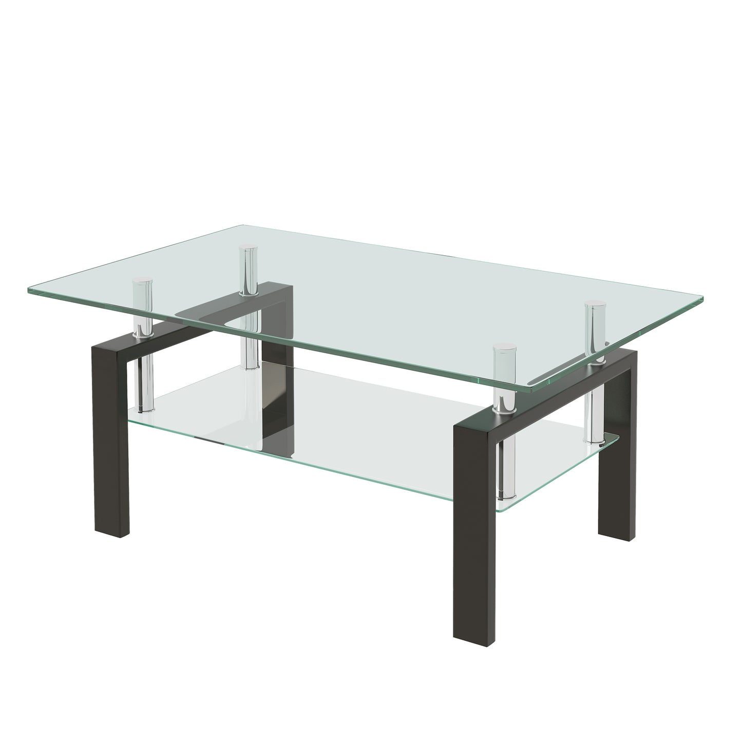 Stylish Tempered Glass Coffee Table with Two Layers