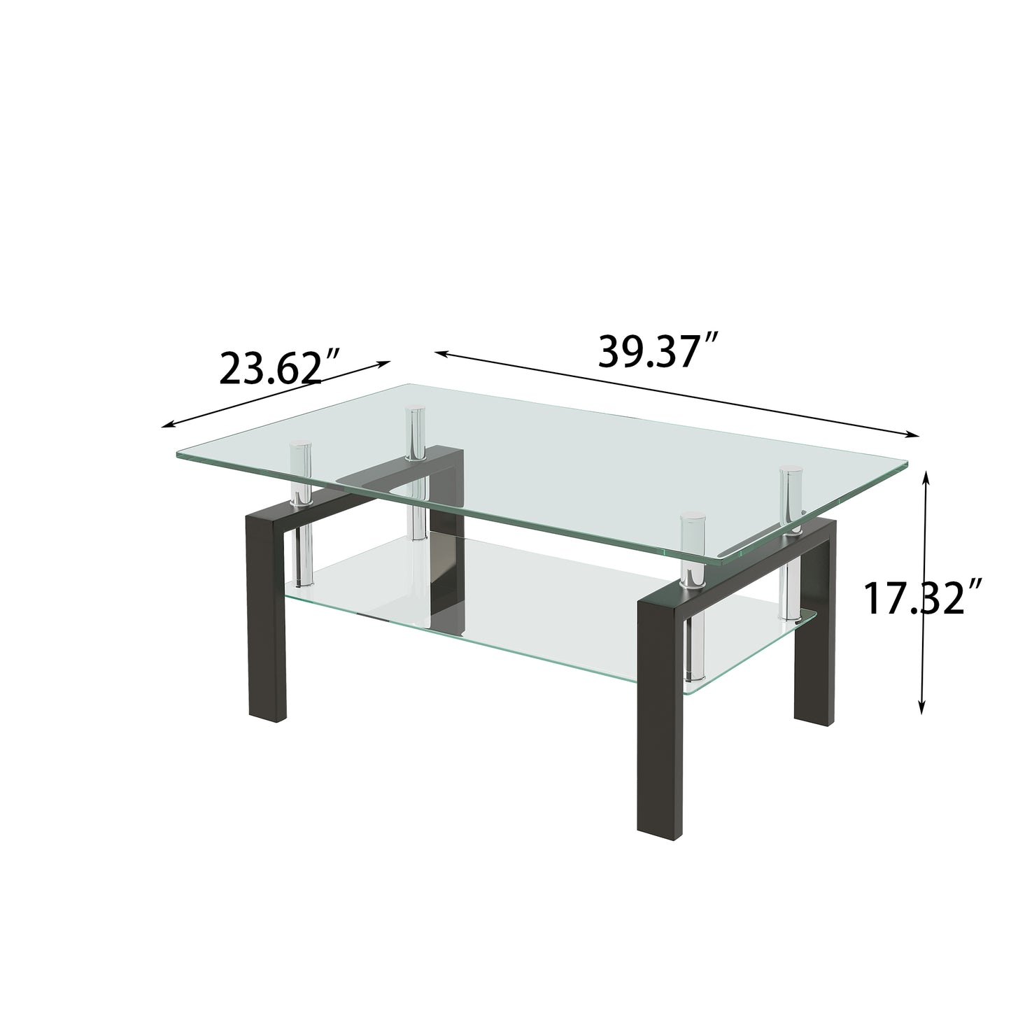 Stylish Tempered Glass Coffee Table with Two Layers