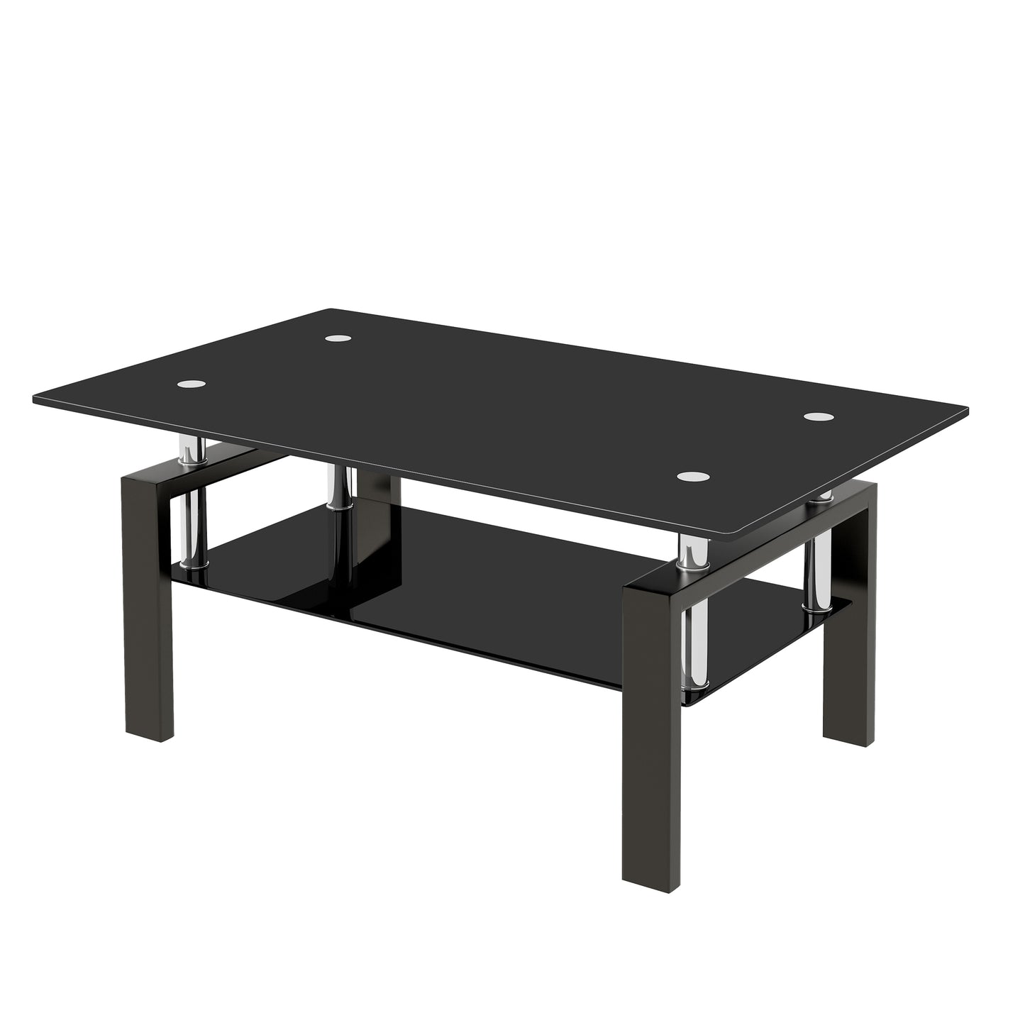 Stylish Tempered Glass Coffee Table with 2 Layers for Modern Living Spaces