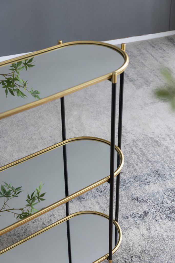 Stylish 3-Tier Metal Console Table with Open Shelving