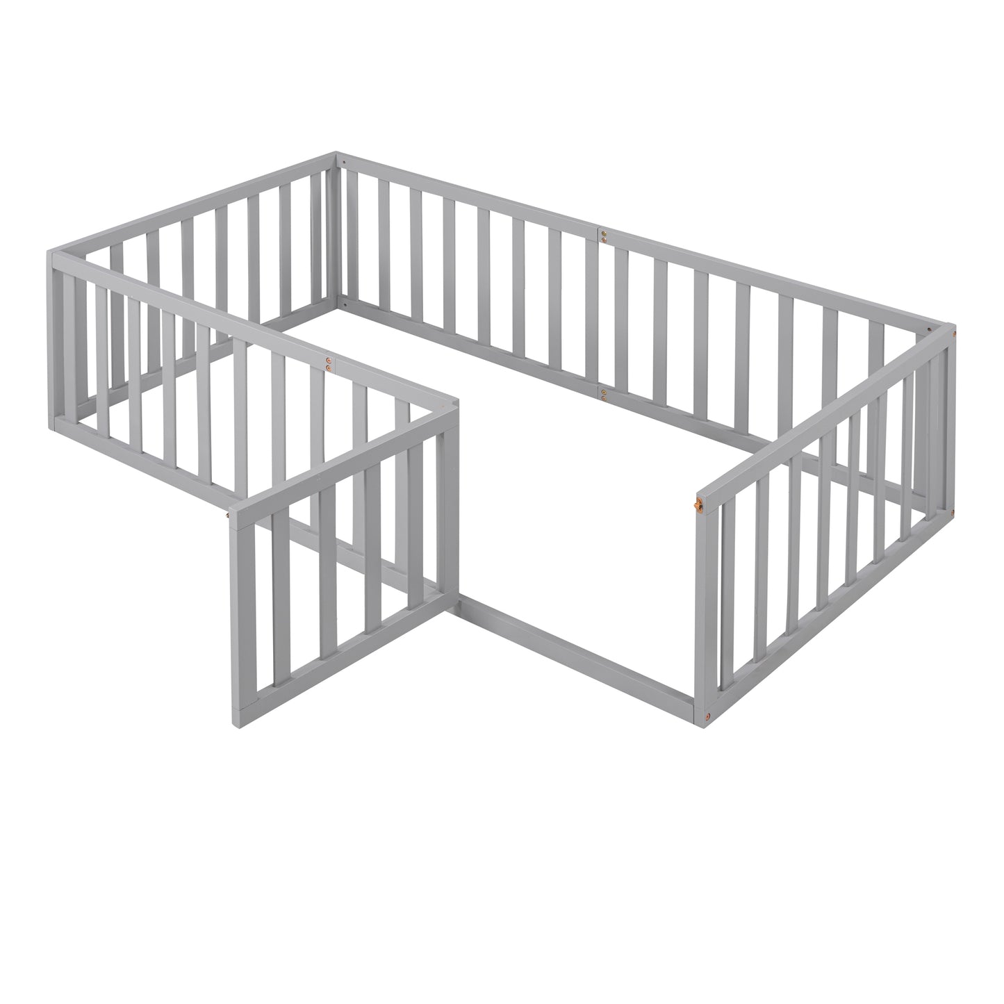 Gray wooden toddler bed guard rail