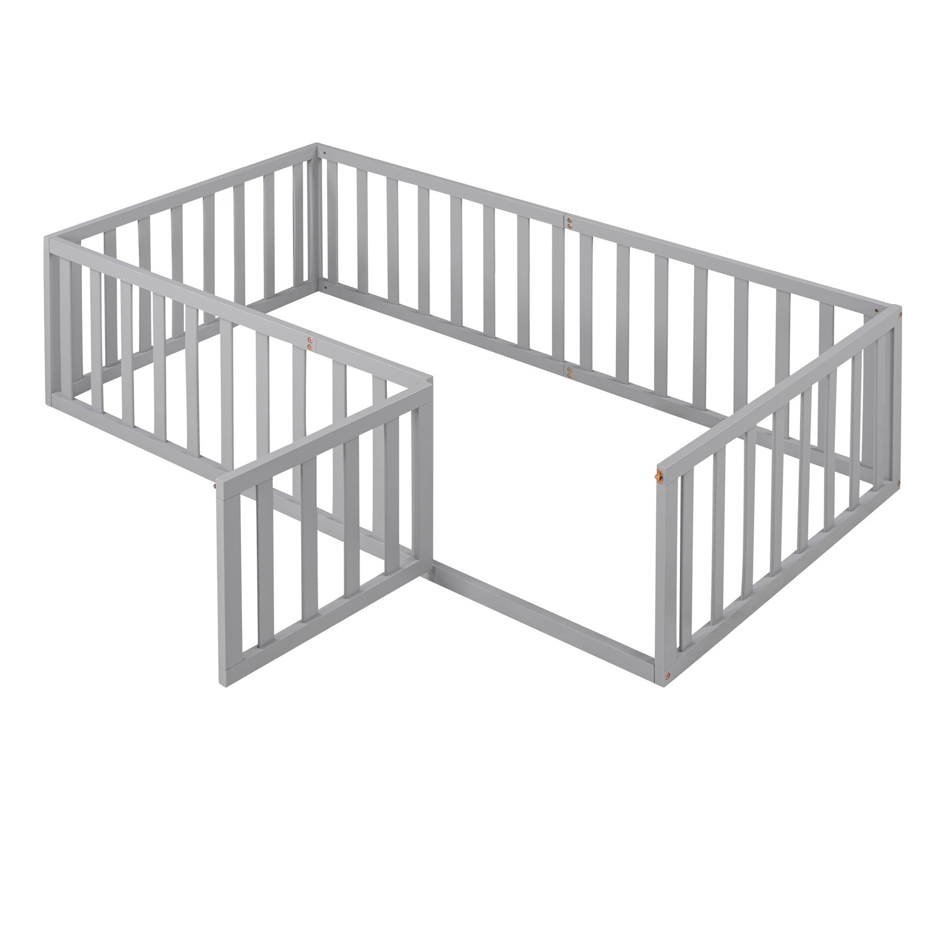 Gray wooden toddler bed guard rail