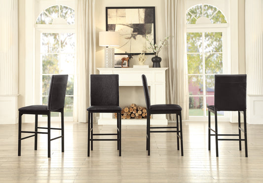 TREATLIFE HOME Set of 4 Counter Height Dining Chairs with Brown Faux Leather Seat and Black Metal Finish