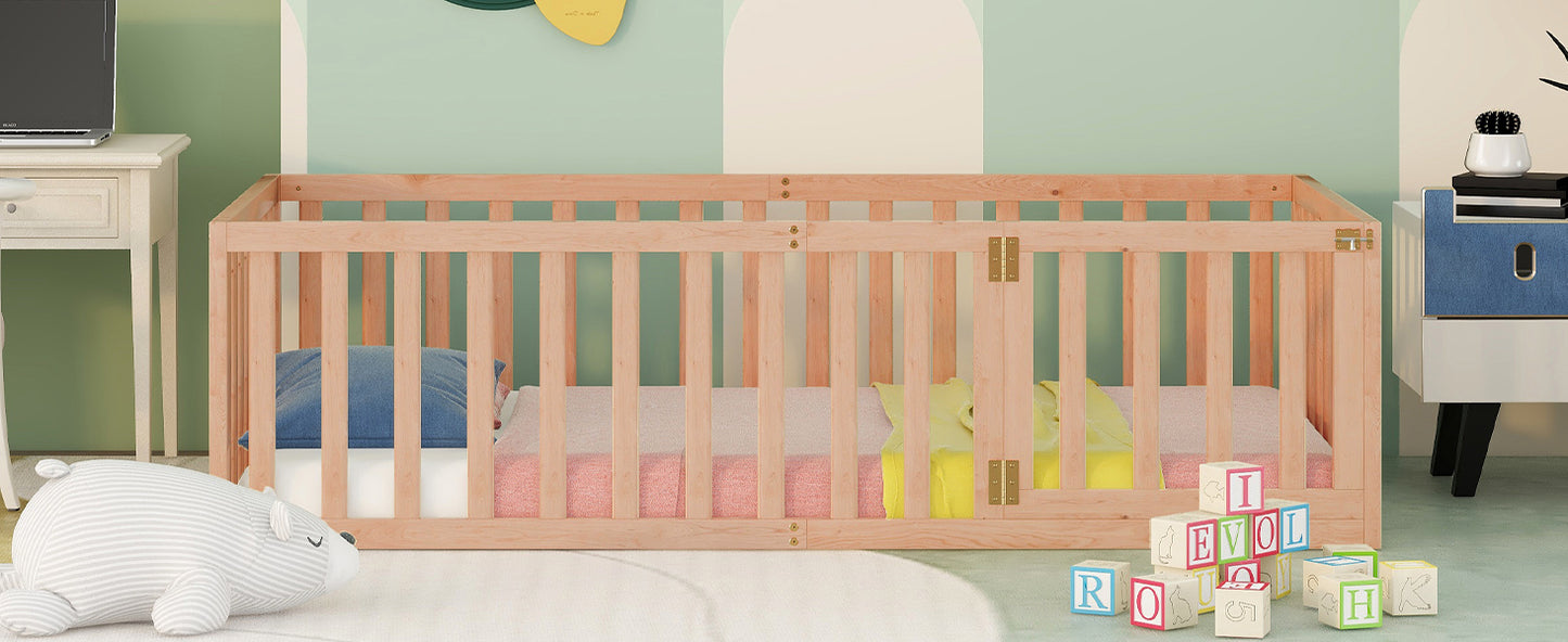 Natural wood convertible crib with adjustable mattress height for babys safety