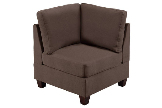 TREATLIFE HOME Corner Wedge Sofa Modern Design, Black Coffee Linen-Like Fabric, with Wooden Legs for Living Room
