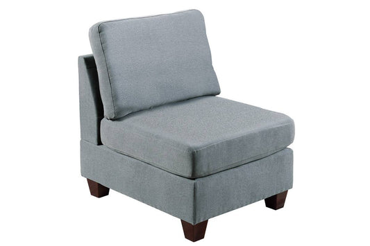 TREATLIFE HOME Armless Chair in Grey Linen-Like Fabric with Wooden Legs for Contemporary Living Room