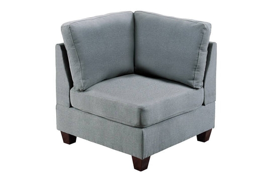 TREATLIFE HOME Living Room Corner Wedge Sofa in Grey Linen Like Fabric with Wooden Legs, Soft and Modular Design